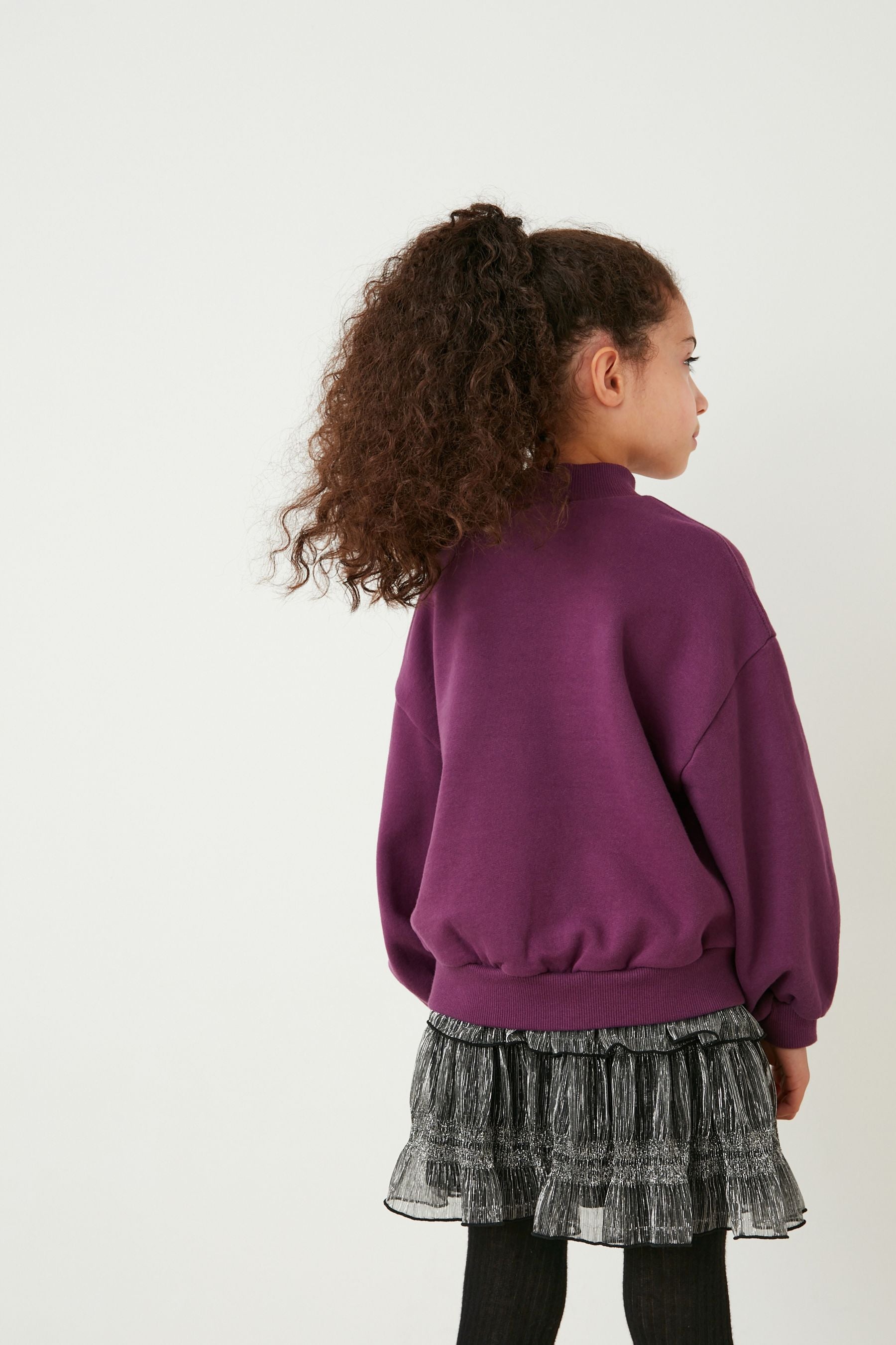 Purple Sequin Star Crew Sweatshirt Top (3-16yrs)