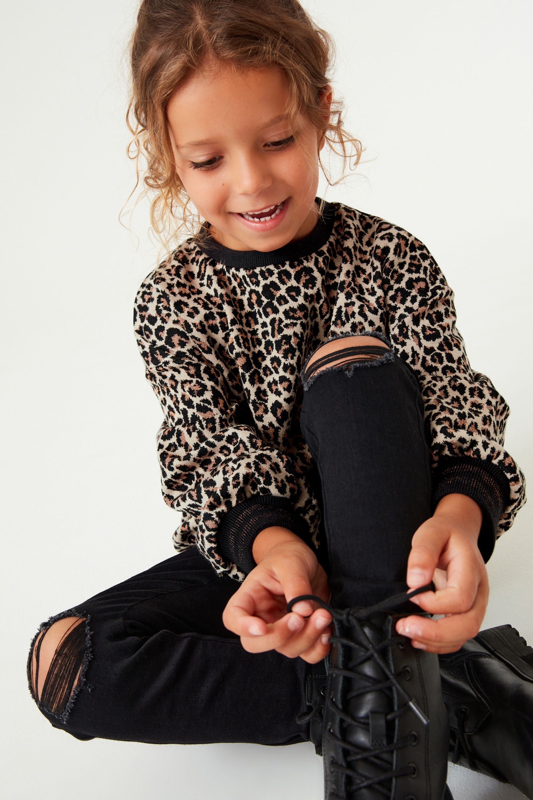 Animal Jacquard Crew Sweatshirt Top (3-16yrs)