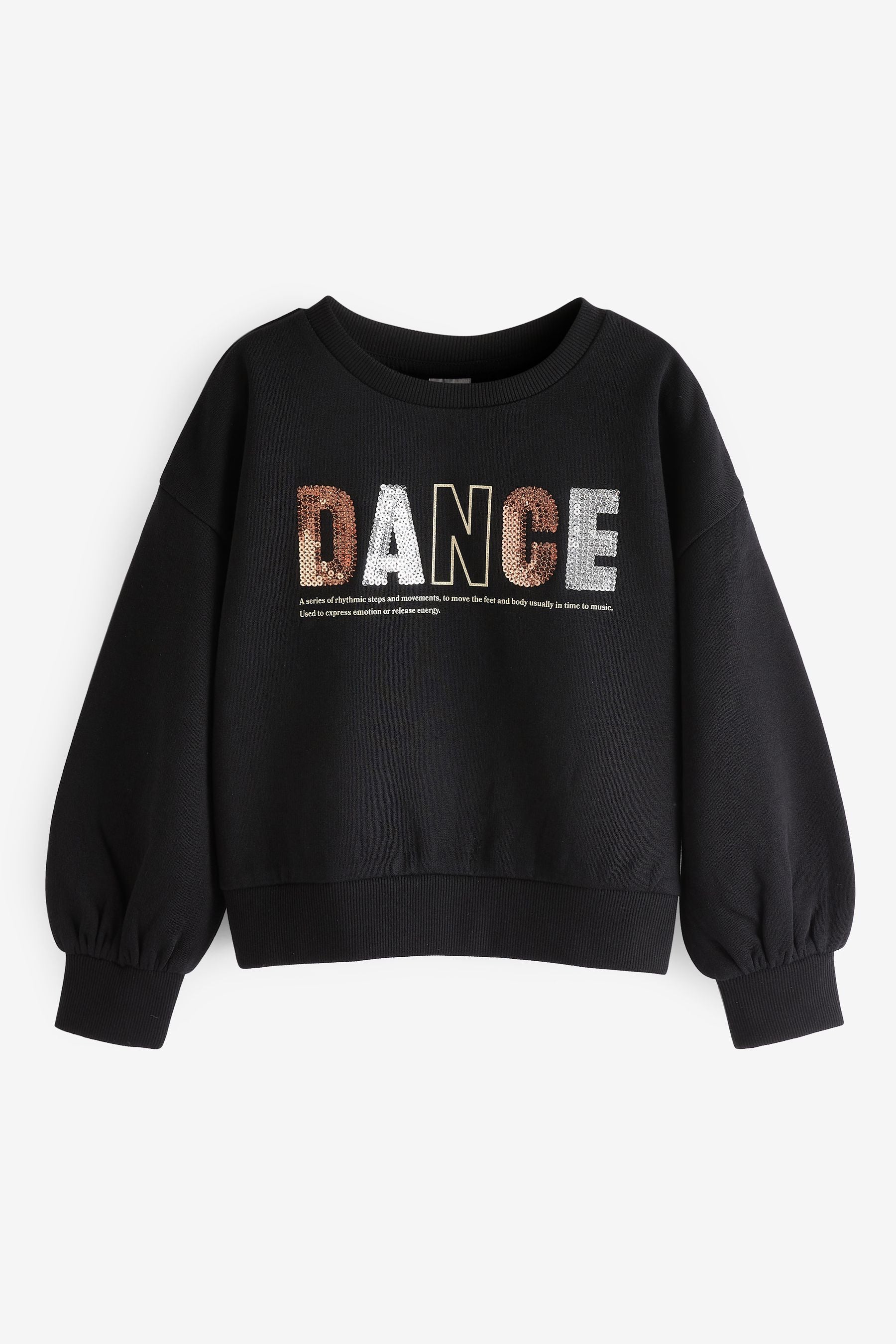 Black Sequin Dance Crew Sweatshirt Top (3-16yrs)