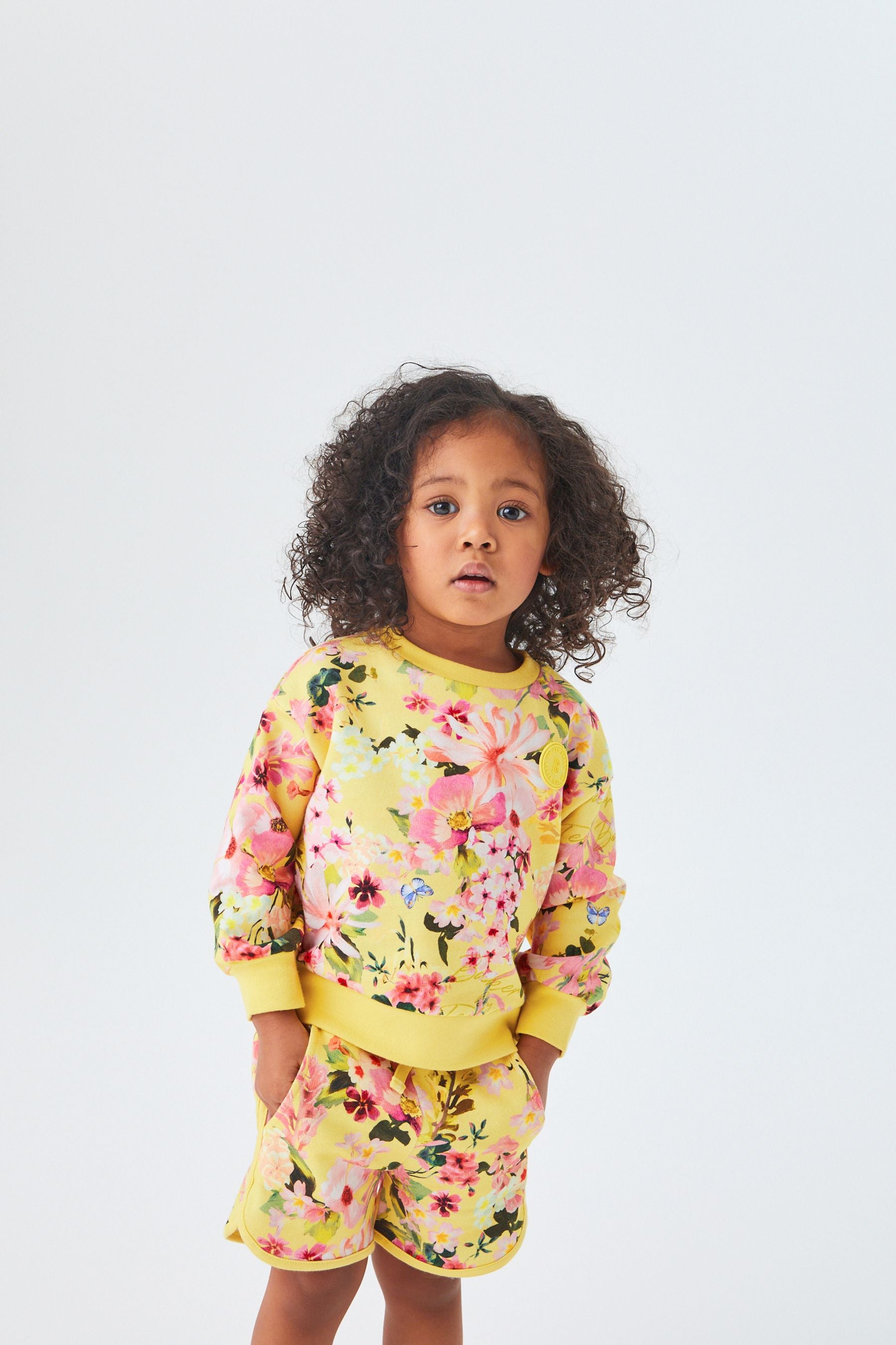 Yellow Baker by Ted Baker Floral Sweatshirt and Shorts Set