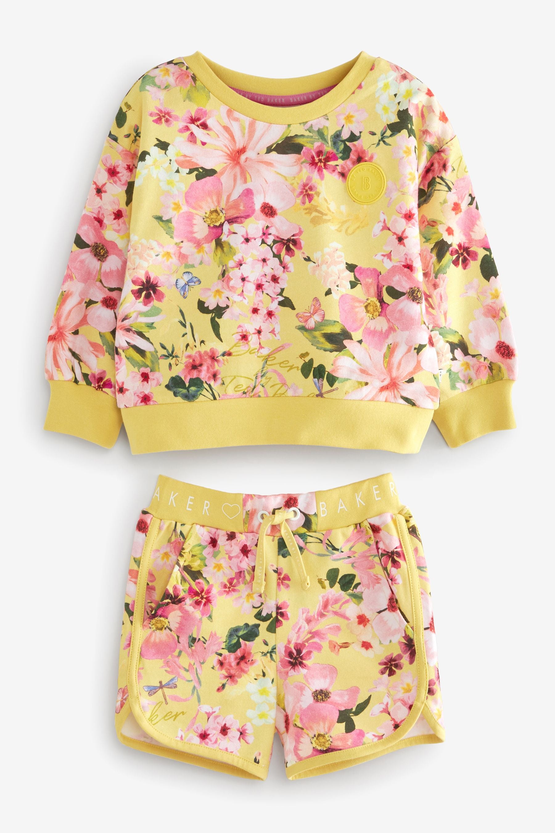 Yellow Baker by Ted Baker Floral Sweatshirt and Shorts Set