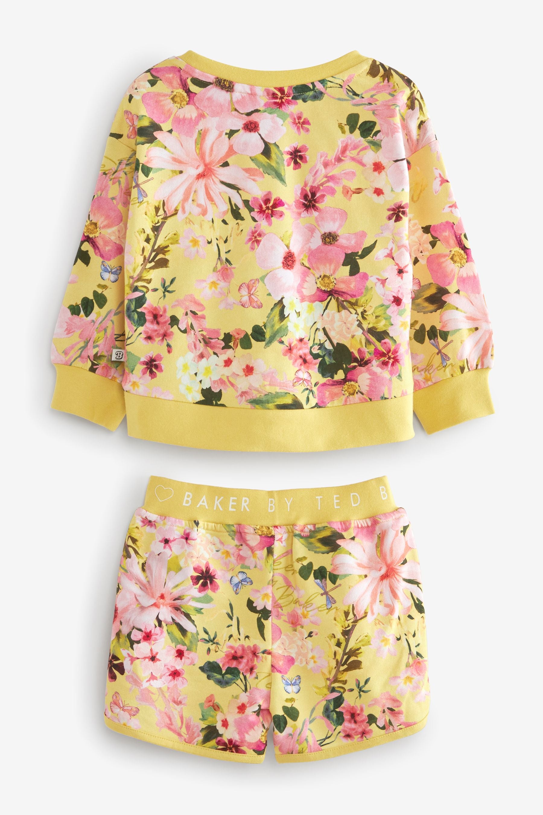 Yellow Baker by Ted Baker Floral Sweatshirt and Shorts Set