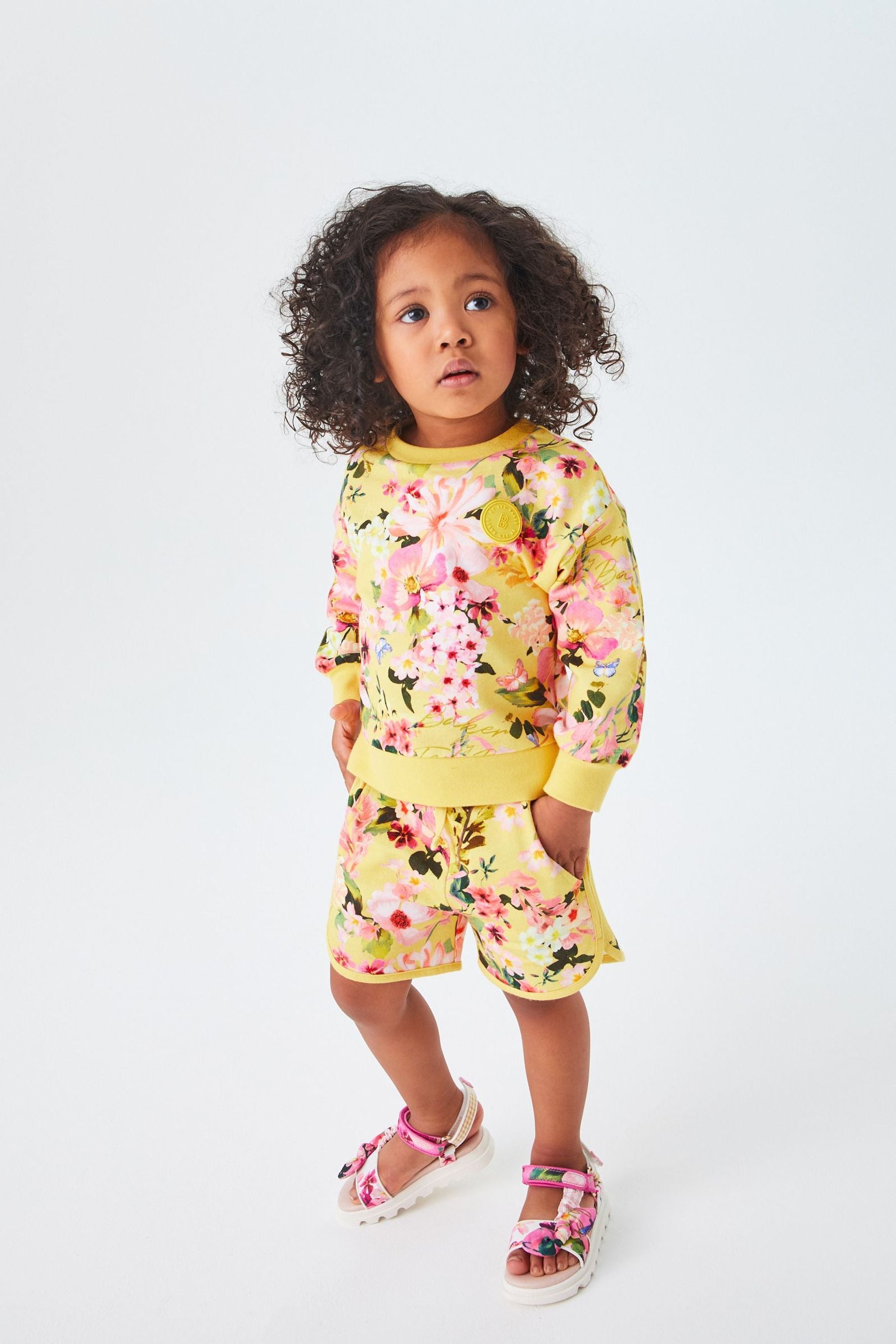 Yellow Baker by Ted Baker Floral Sweatshirt and Shorts Set