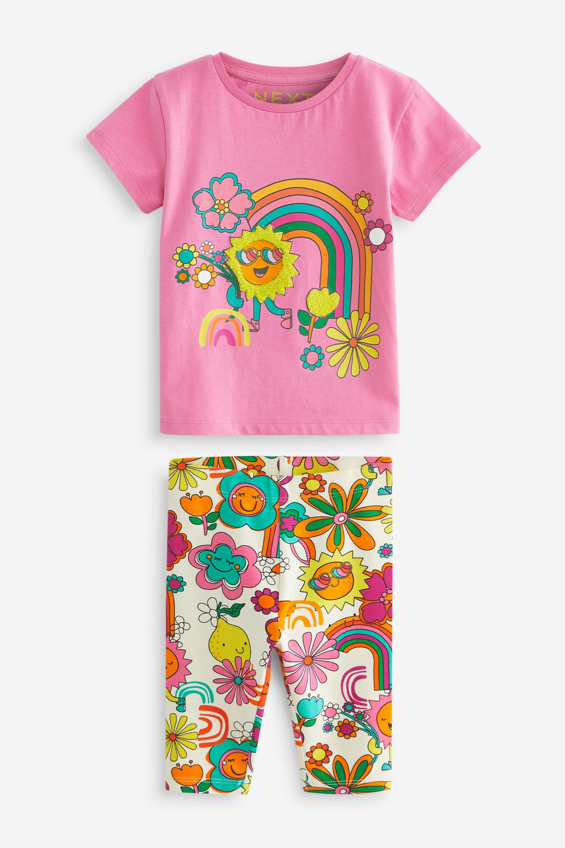 Pink Sunshine Short Sleeve Top And Cropped Leggings Set (3mths-7yrs)