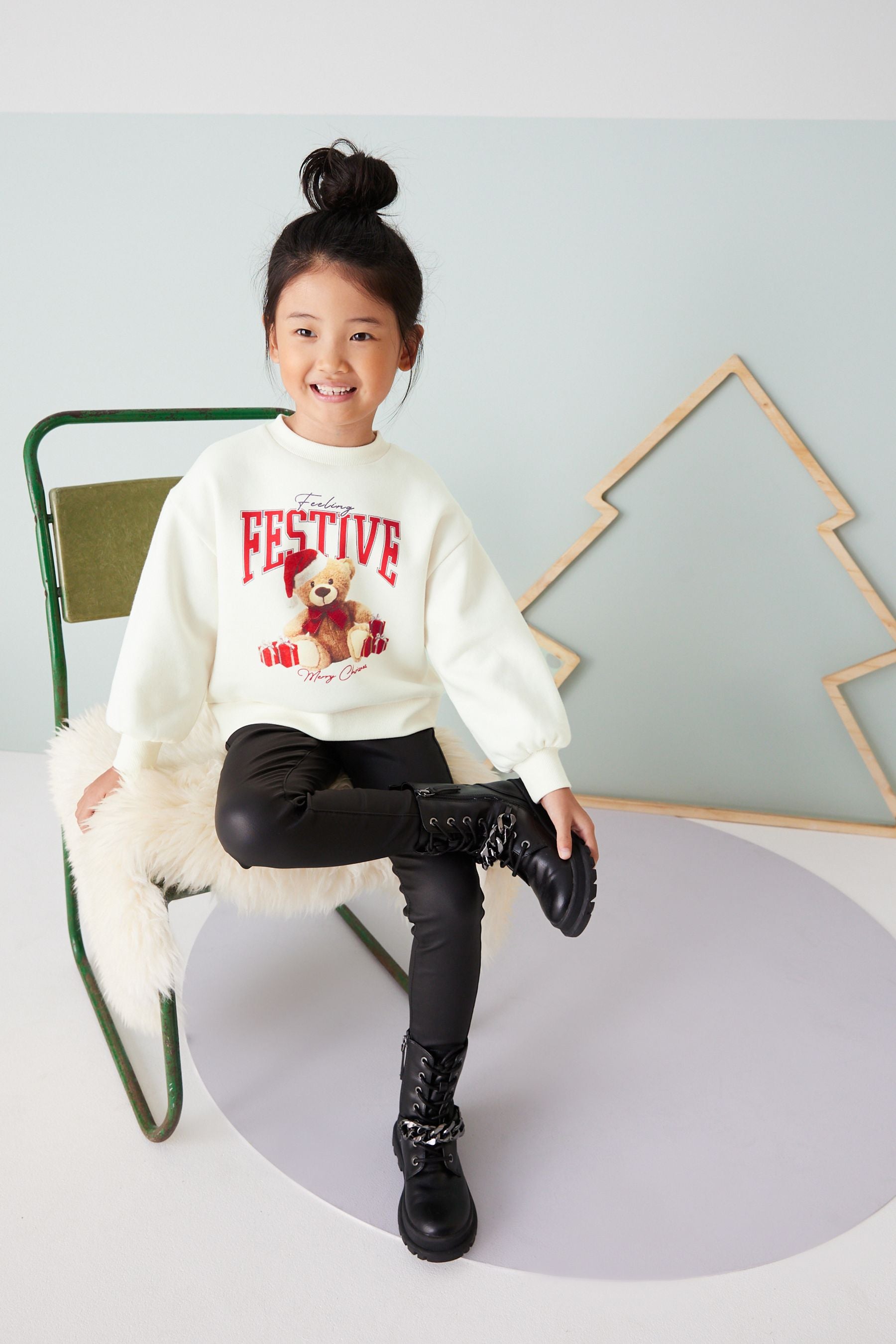 White Teddy Bear Christmas Crew Jumper (3-16yrs)