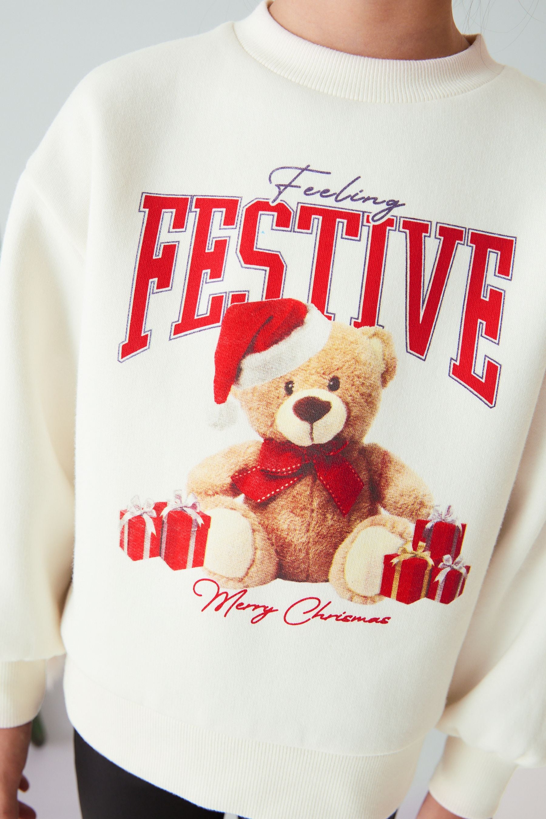 White Teddy Bear Christmas Crew Jumper (3-16yrs)