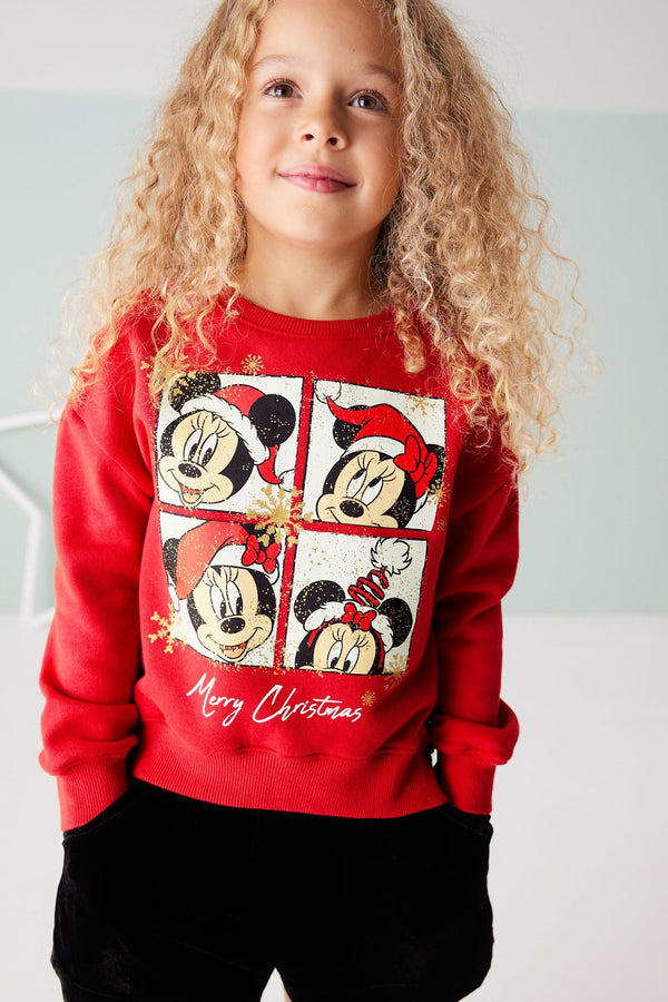 License Minnie Mouse Red Christmas Crew Jumper (3-16yrs)