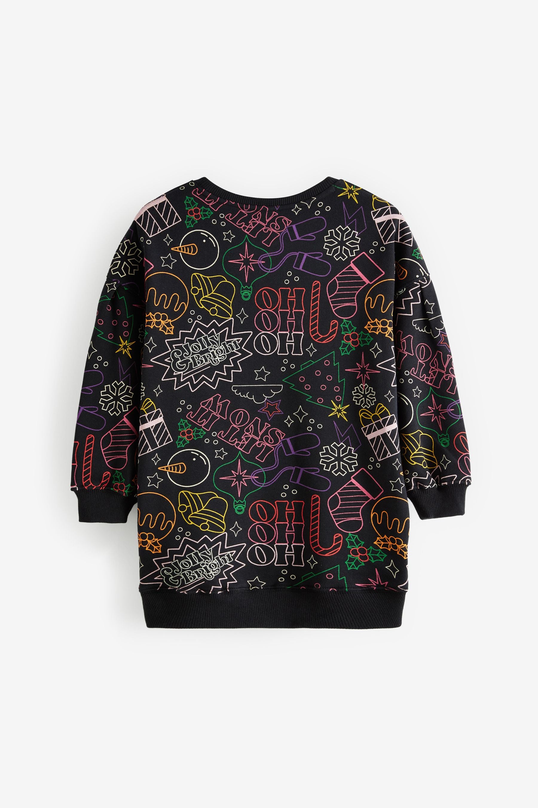 Black Jolly Print Christmas Crew Jumper (3-16yrs)