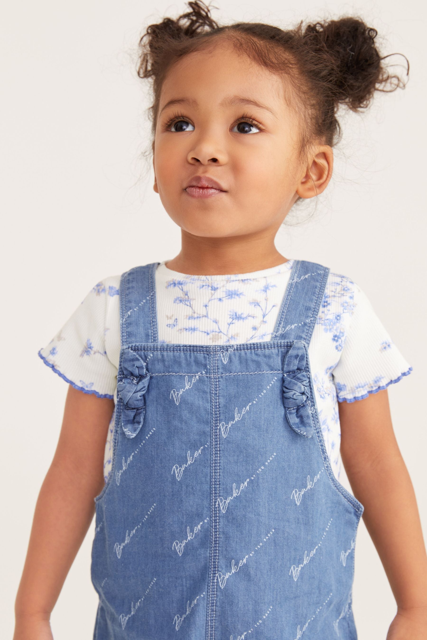 Baker by Ted Baker Girls Blue Chambray Pinafore Set