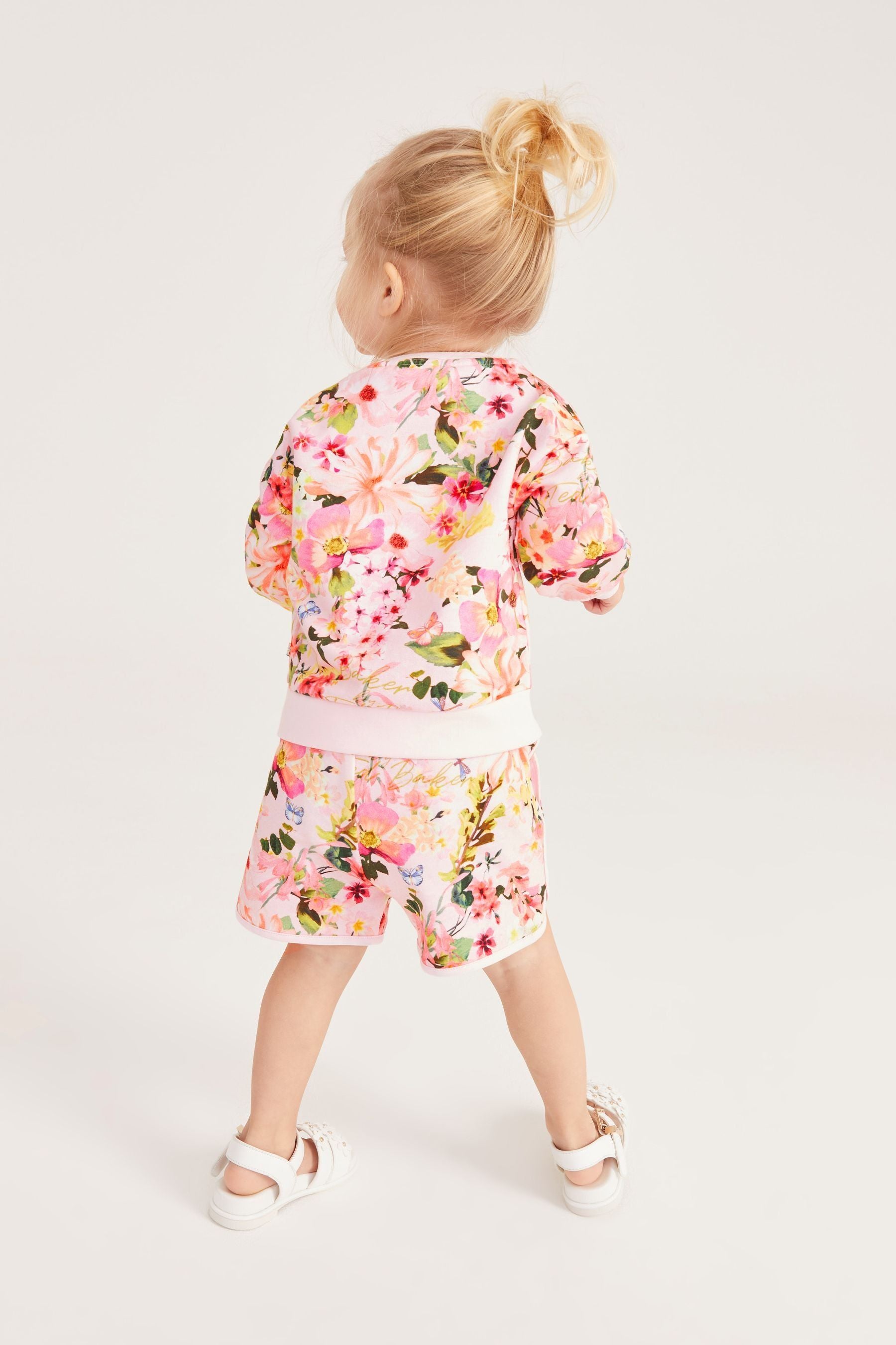 Pink Baker by Ted Baker Floral Sweatshirt and Shorts Set