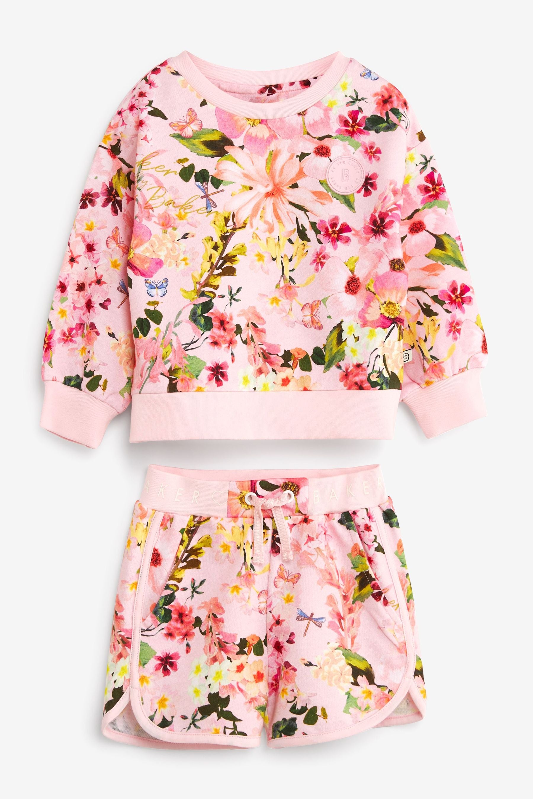 Pink Baker by Ted Baker Floral Sweatshirt and Shorts Set