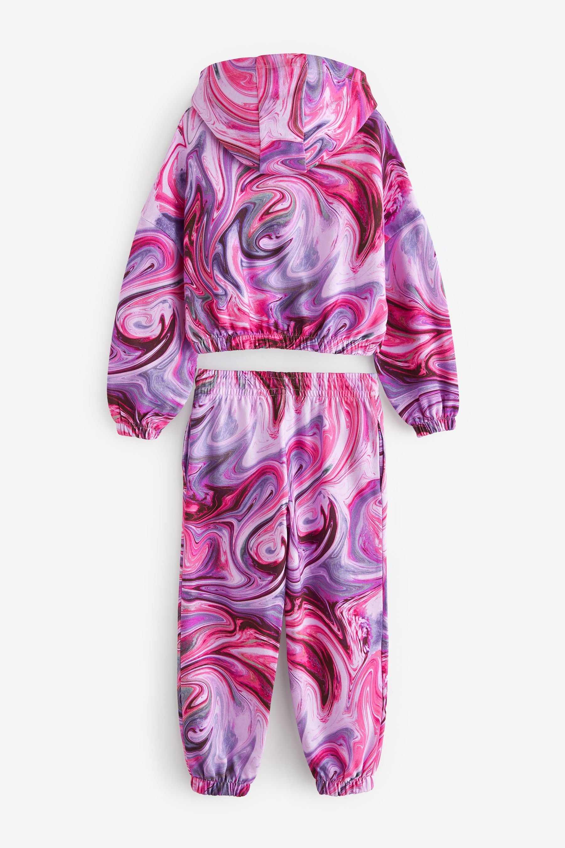 Multicolour Pink/Purple Marble Print Hoodie And Joggers Set (3-16yrs)