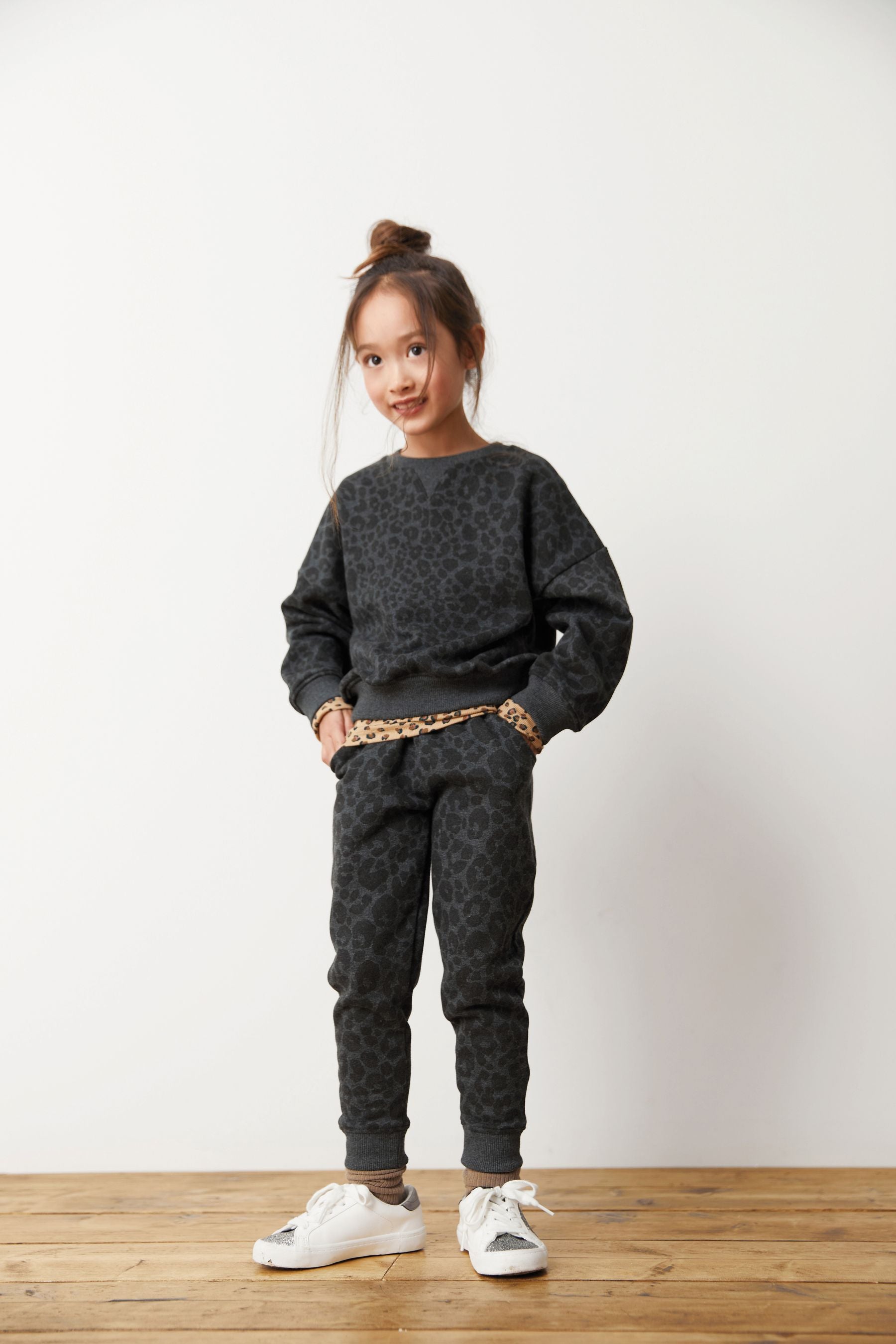 Charocal Grey/Black Animal Print Sweatshirt And Joggers Set (3-16yrs)