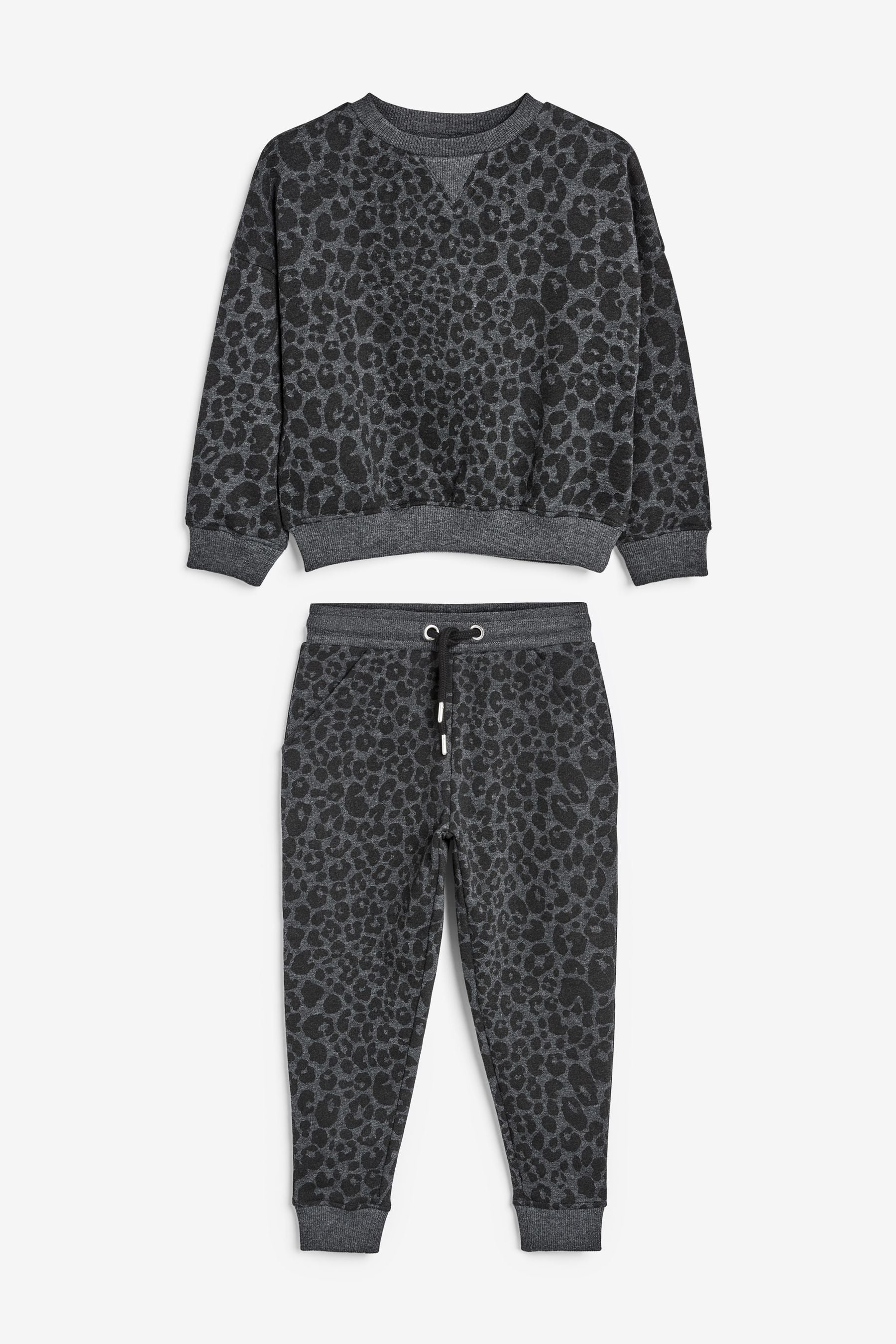 Charocal Grey/Black Animal Print Sweatshirt And Joggers Set (3-16yrs)