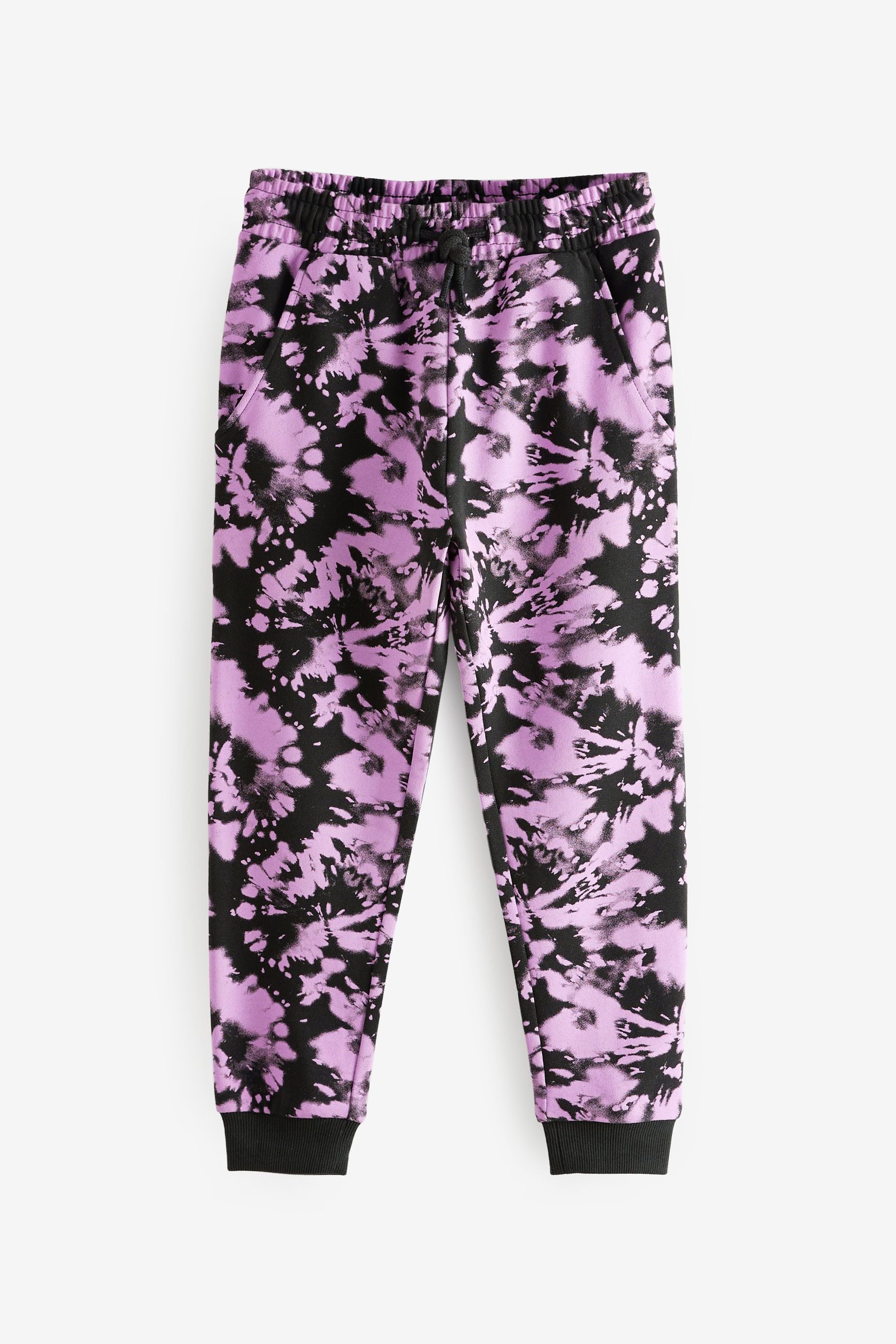 Charcoal Grey/Black Lilac Purple Pink Tie Dye 2 Pack Joggers (3-16yrs)