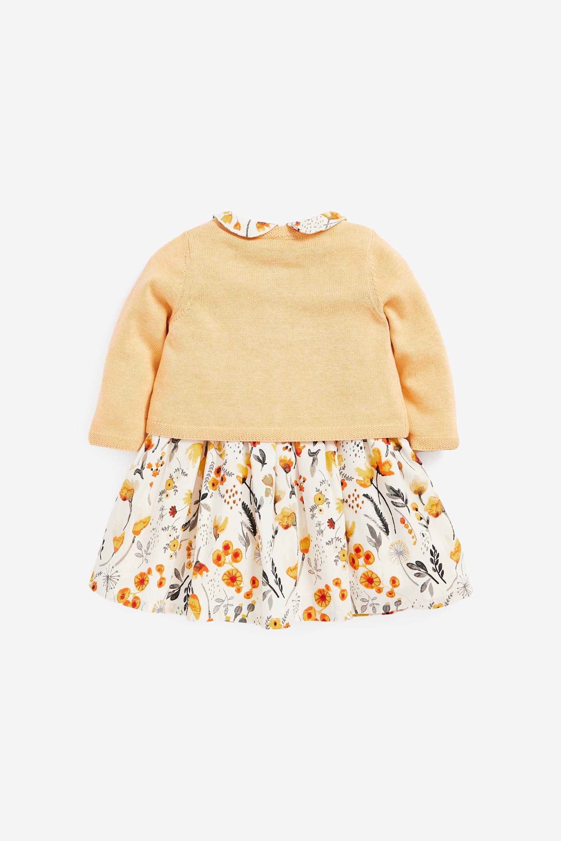 Ochre Yellow 2 Piece Baby Prom Dress And Cardigan Set (0mths-2yrs)