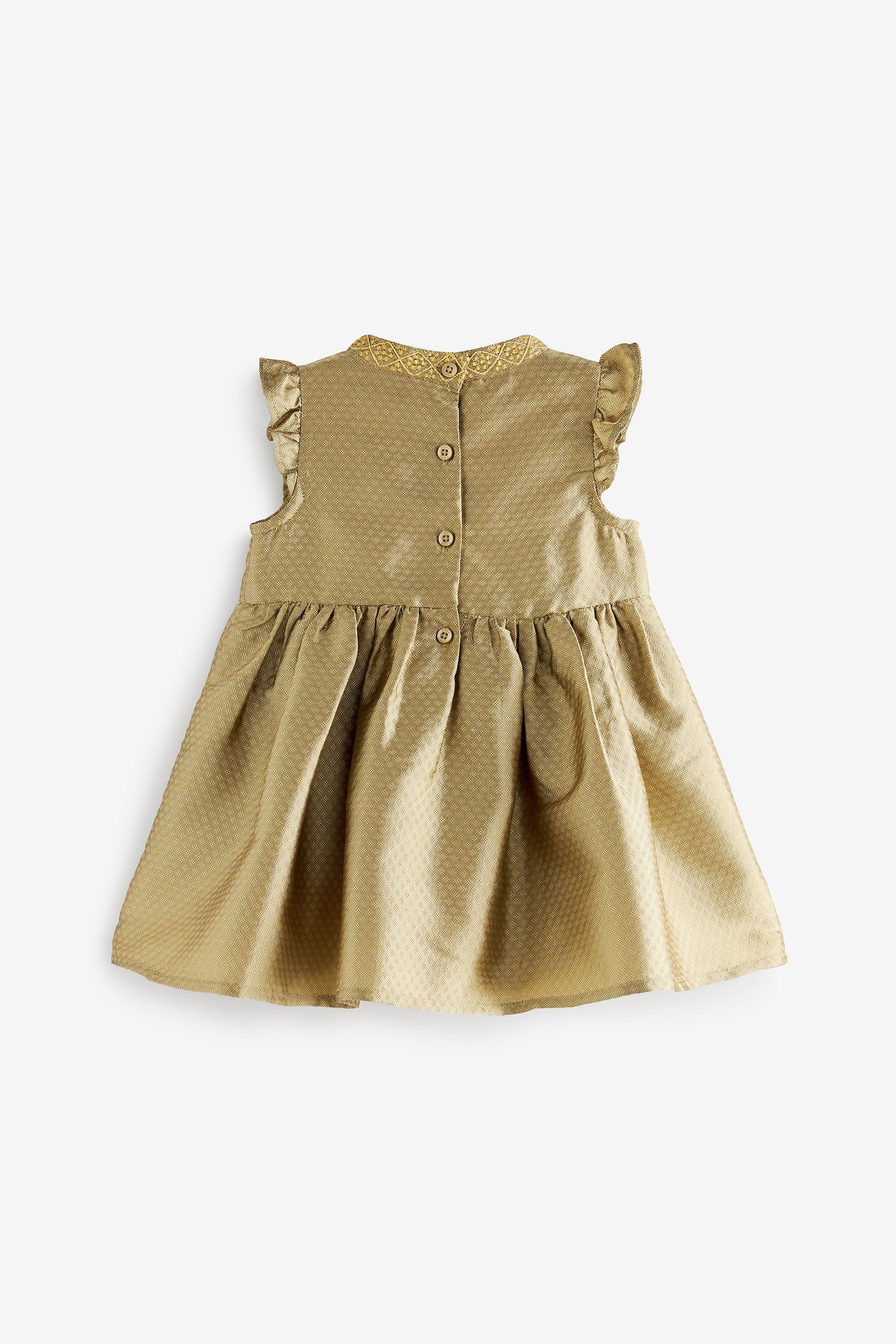 Gold Baby Embroidered Occasion Dress (0mths-2yrs)