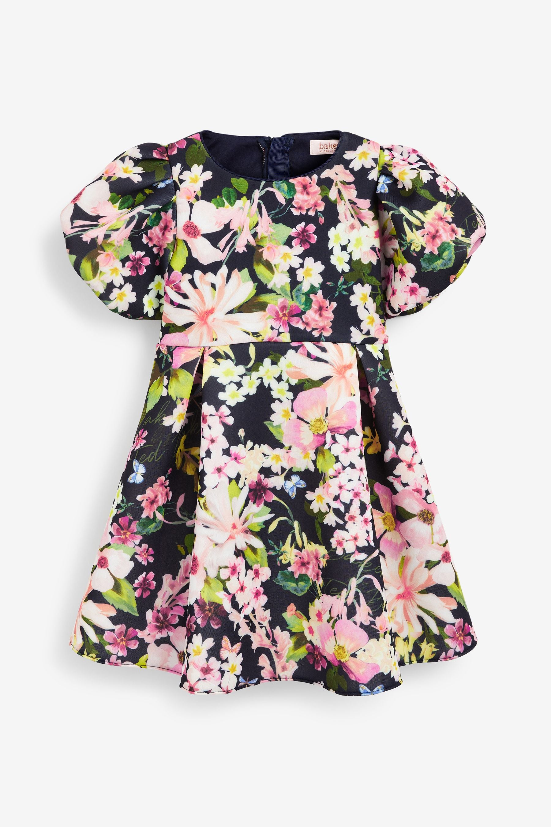 Baker by Ted Baker Girls Navy Floral Scuba Dress