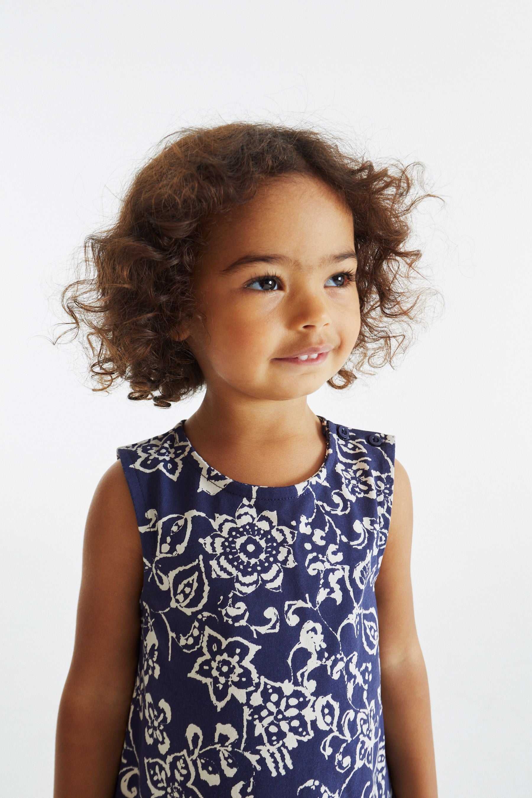 Navy Floral Frill Vest And Shorts Set (3mths-7yrs)