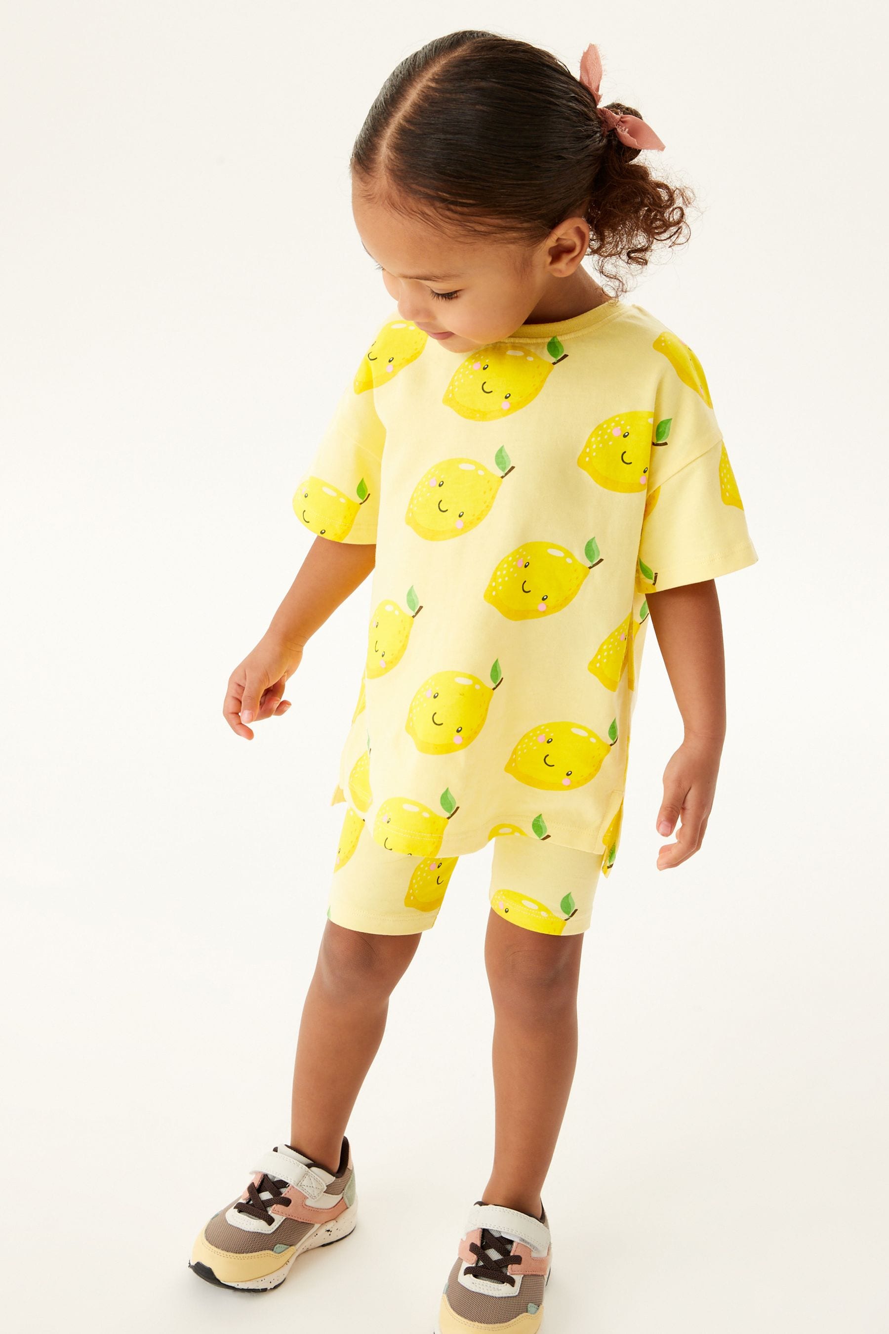 Yellow Lemon Short Sleeve T-Shirt And Cycling Shorts Set (3mths-7yrs)