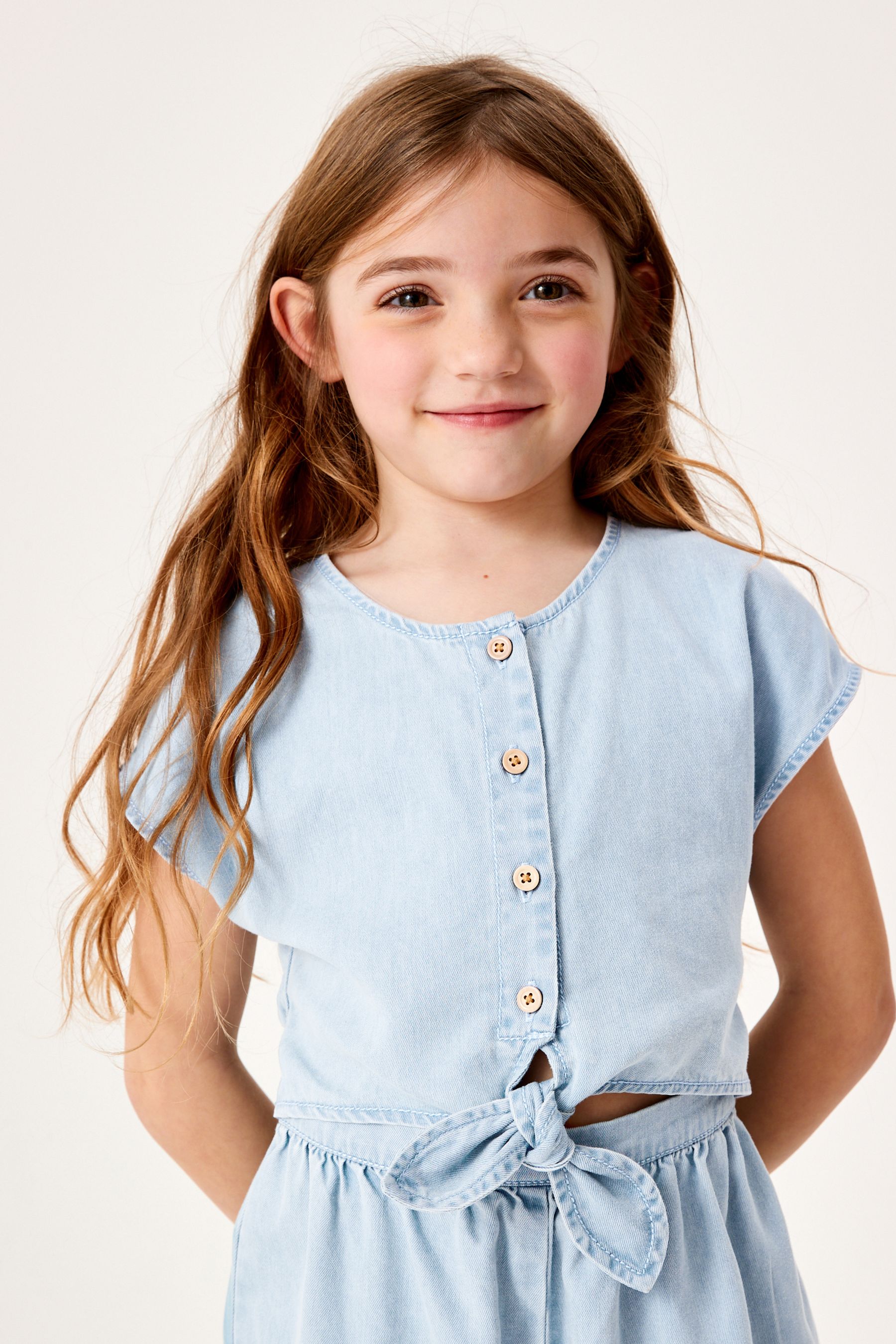 Blue Denim Tie Front Playsuit (3-16yrs)