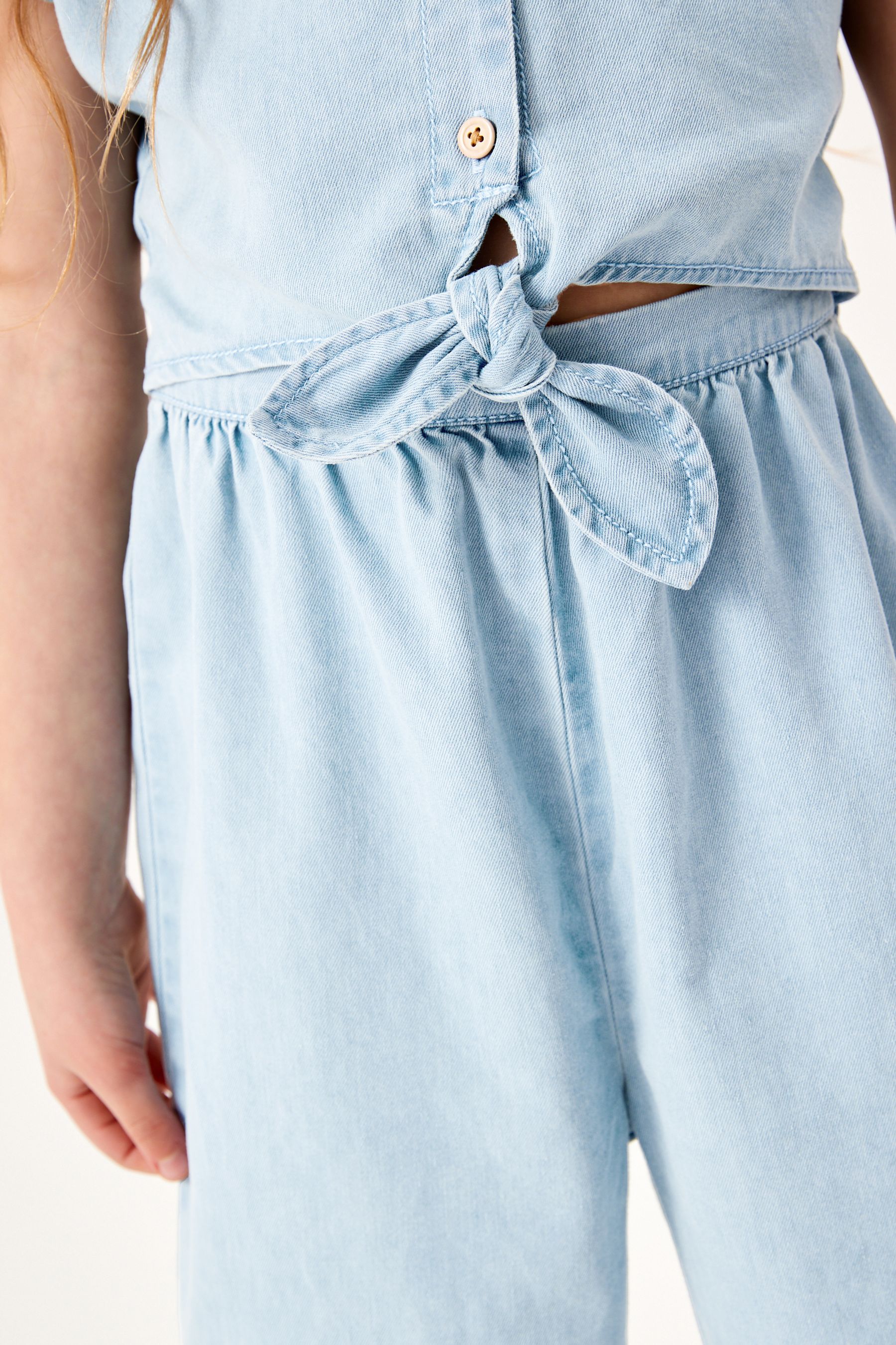 Blue Denim Tie Front Playsuit (3-16yrs)