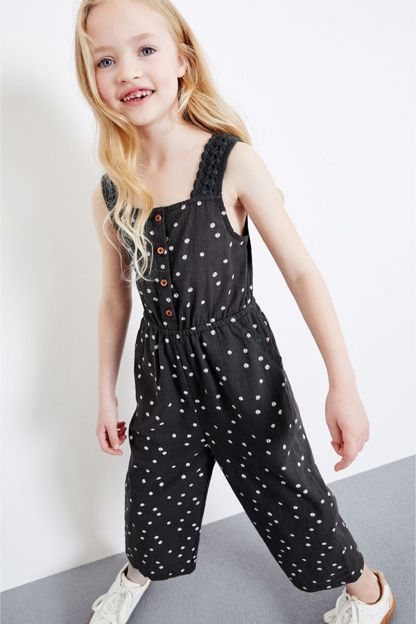 Monochrome Crochet Strap Jumpsuit (3-16yrs)