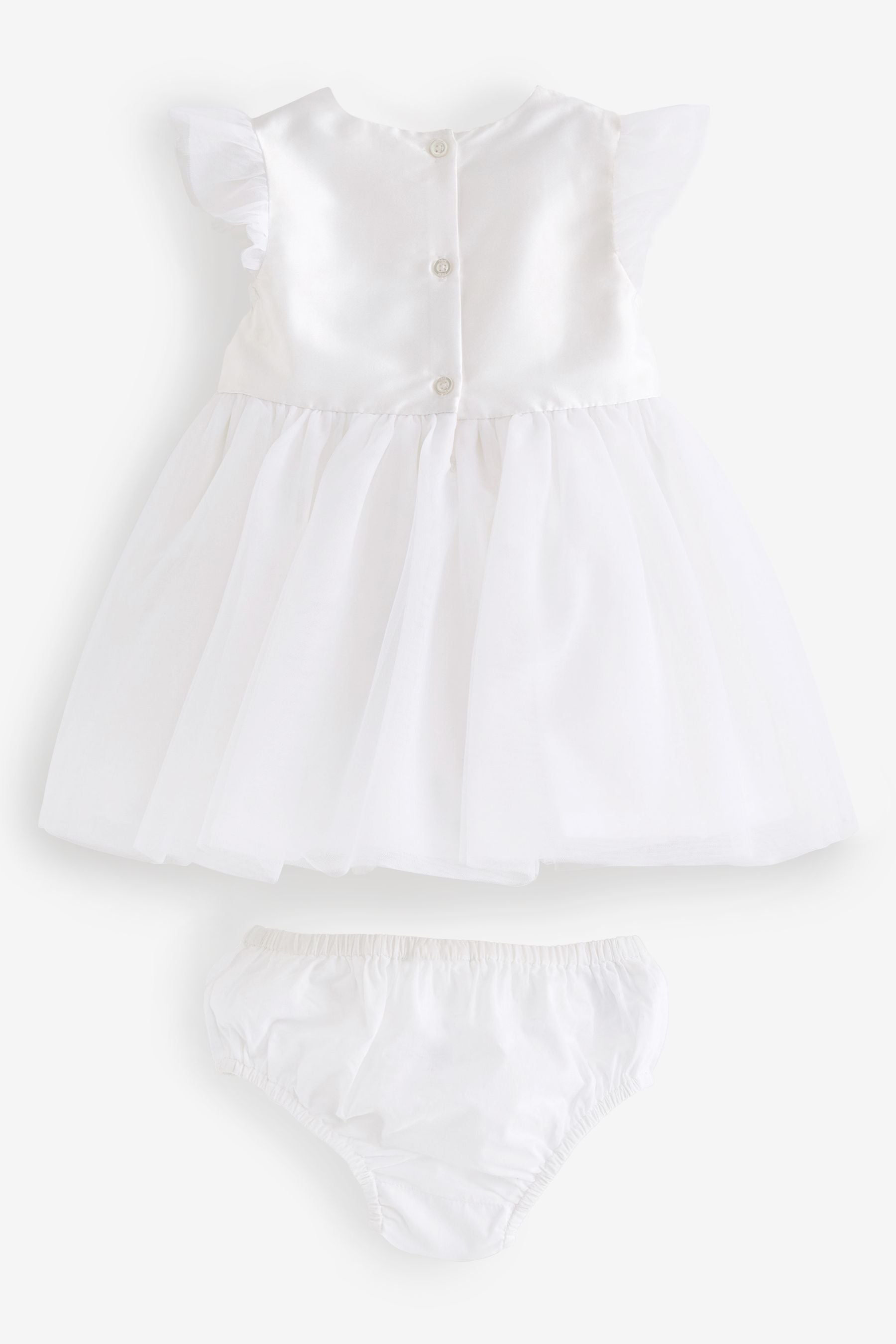 Ecru White Baby Occasion Dress, Knickers and Headband Set (0mths-2yrs)