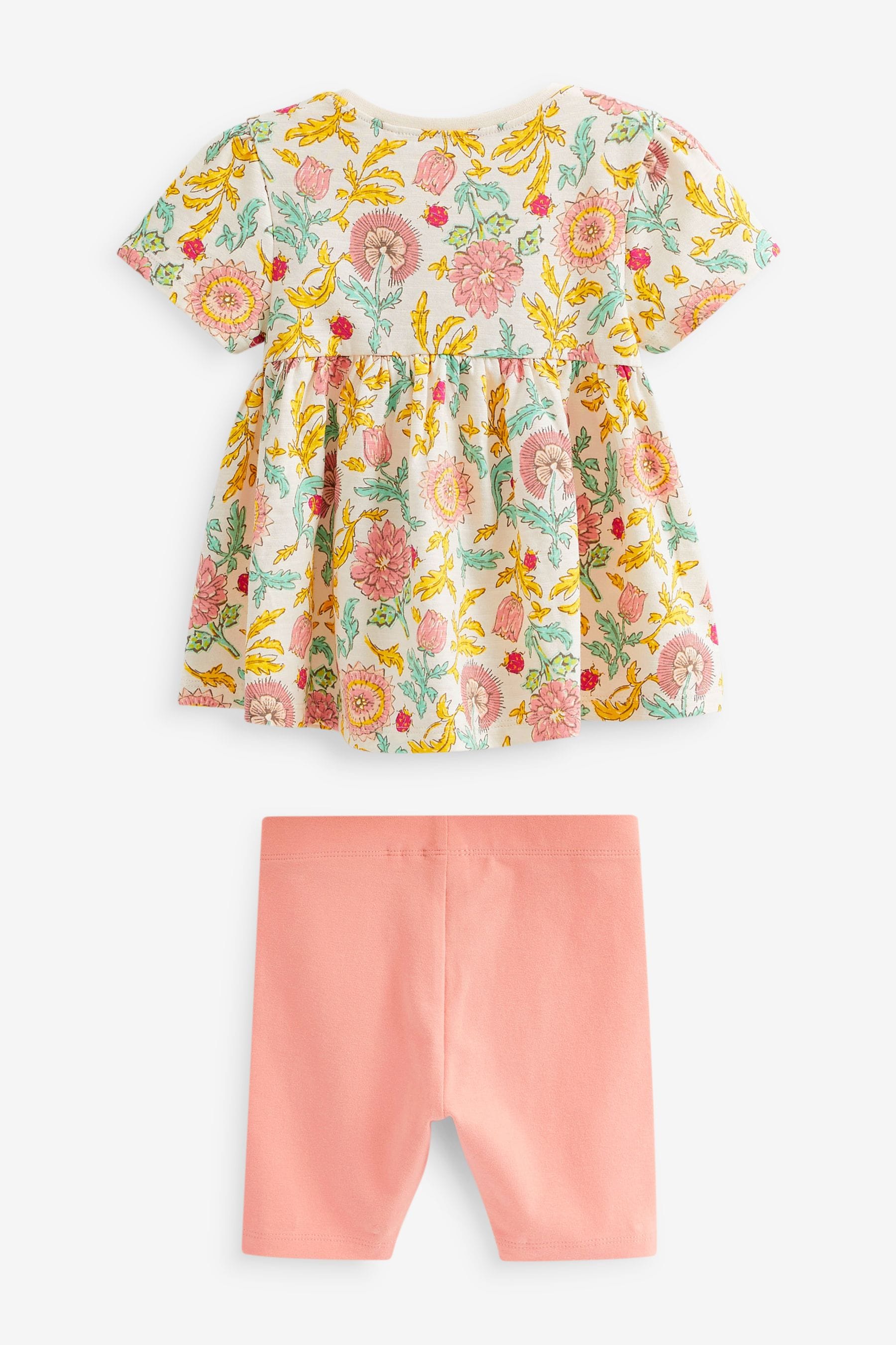 Pink/Cream Floral Short Sleeve Top And Shorts Set (3mths-7yrs)