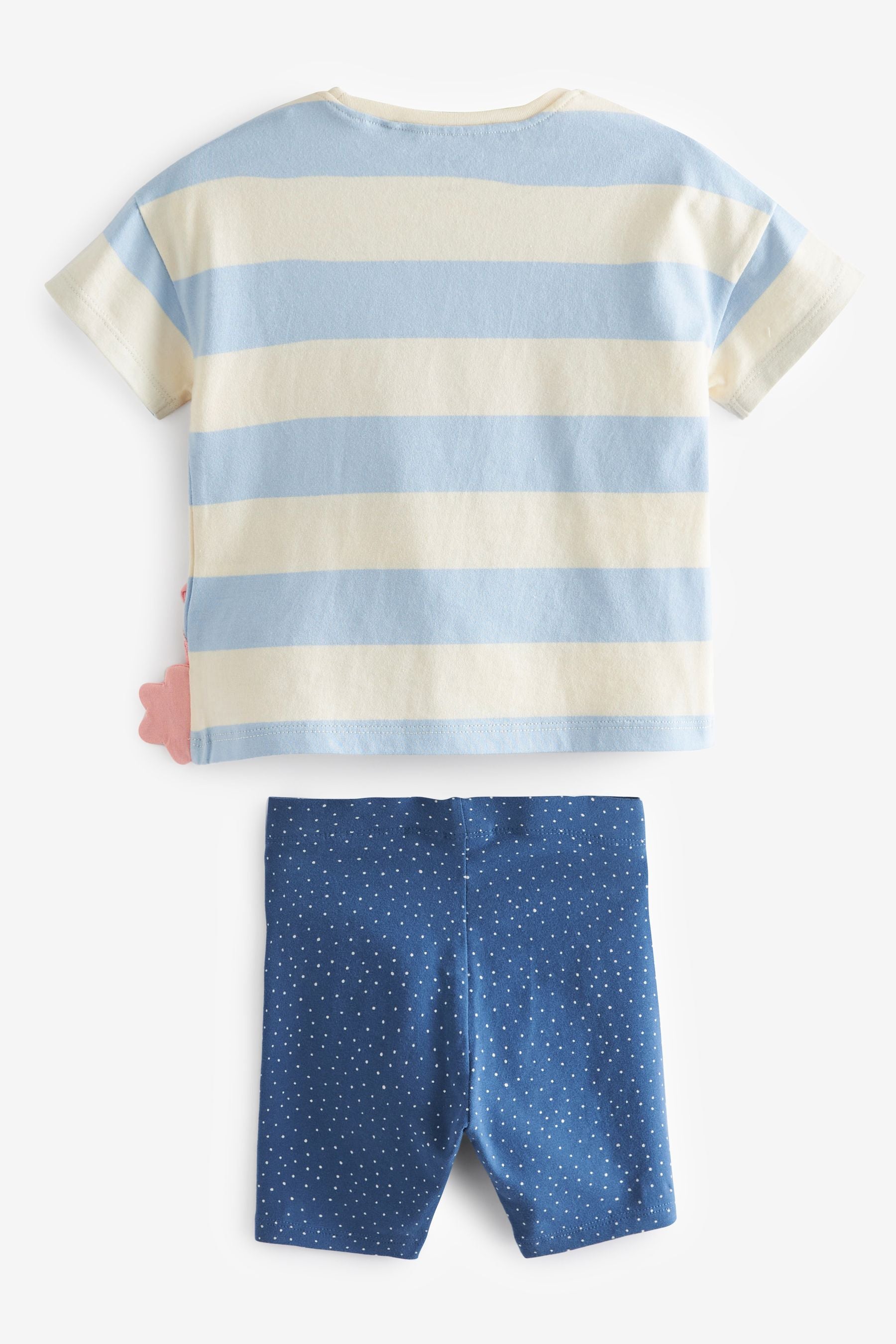 Blue/White Bunny Short Sleeve T-Shirt And Cycling Shorts Set (3mths-7yrs)