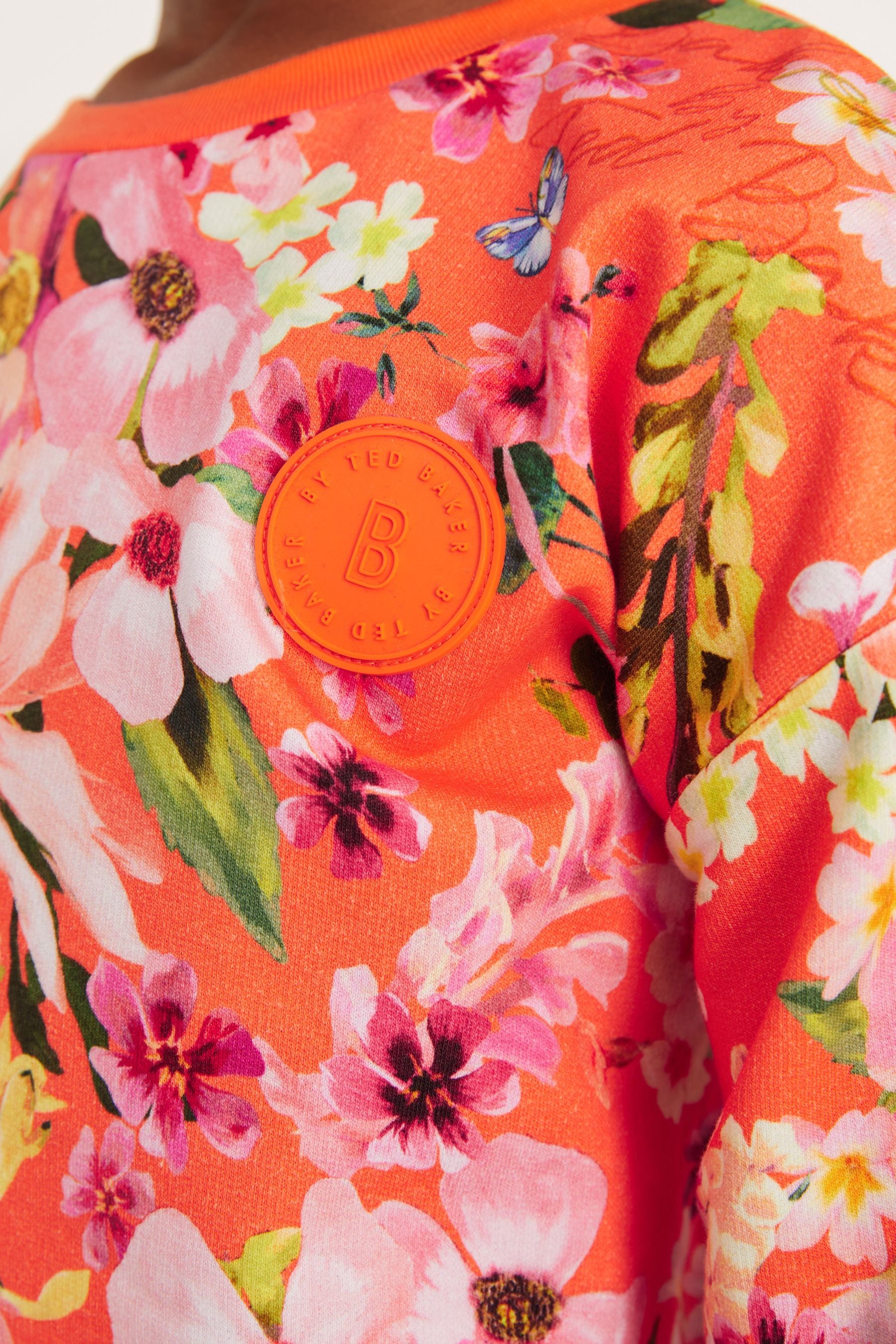 Orange Baker by Ted Baker Floral Sweatshirt and Shorts Set