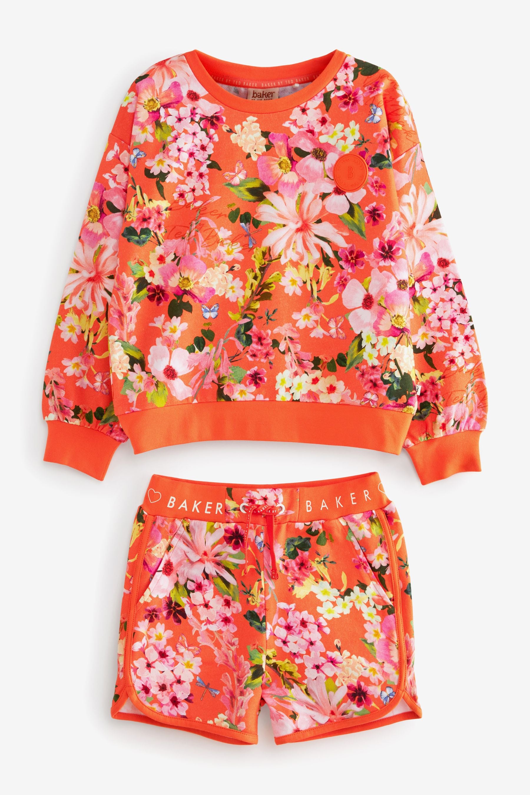 Orange Baker by Ted Baker Floral Sweatshirt and Shorts Set