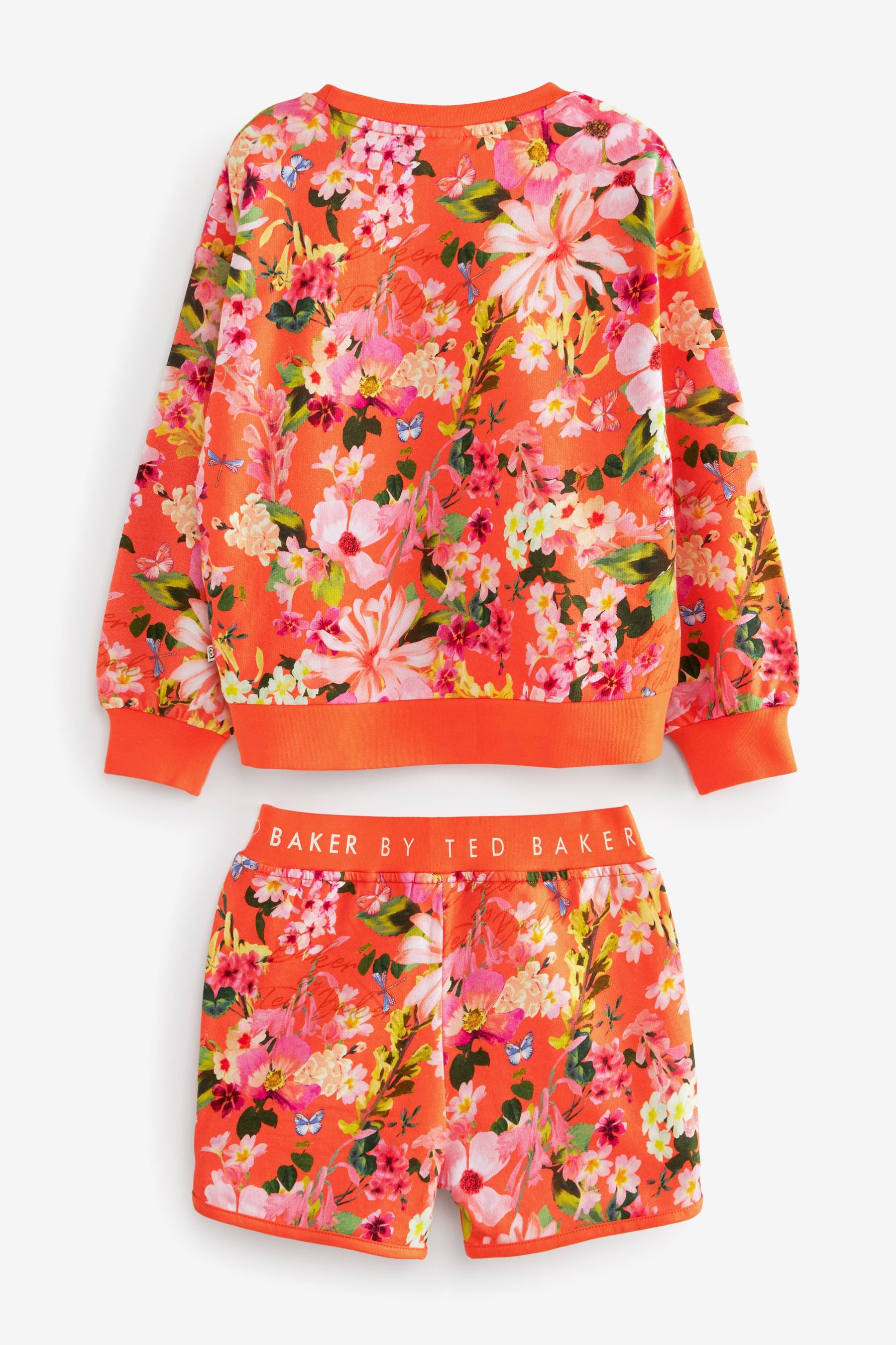 Orange Baker by Ted Baker Floral Sweatshirt and Shorts Set