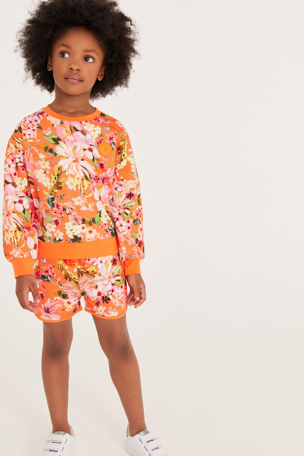 Orange Baker by Ted Baker Floral Sweatshirt and Shorts Set