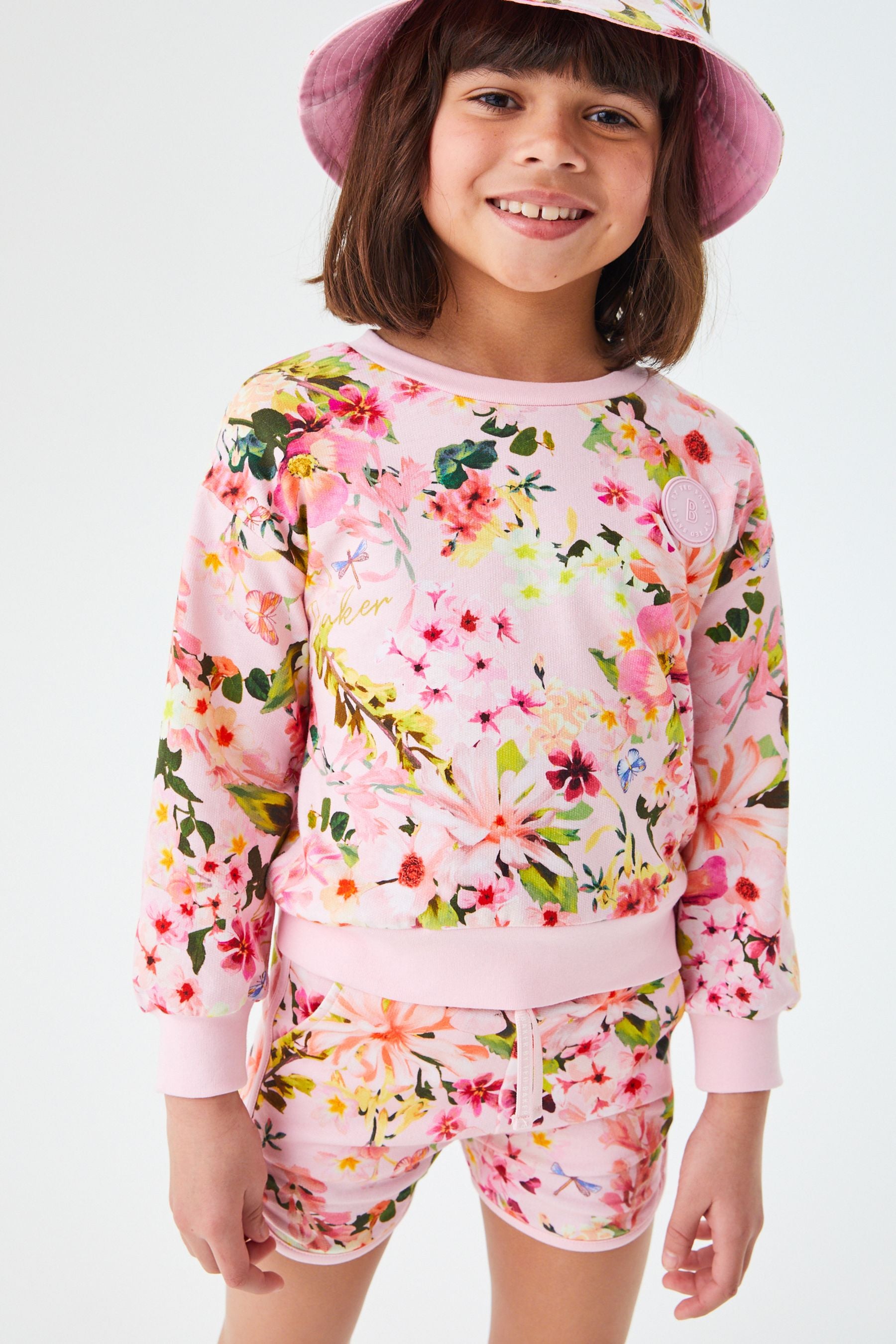 Pink Baker by Ted Baker Floral Sweatshirt and Shorts Set