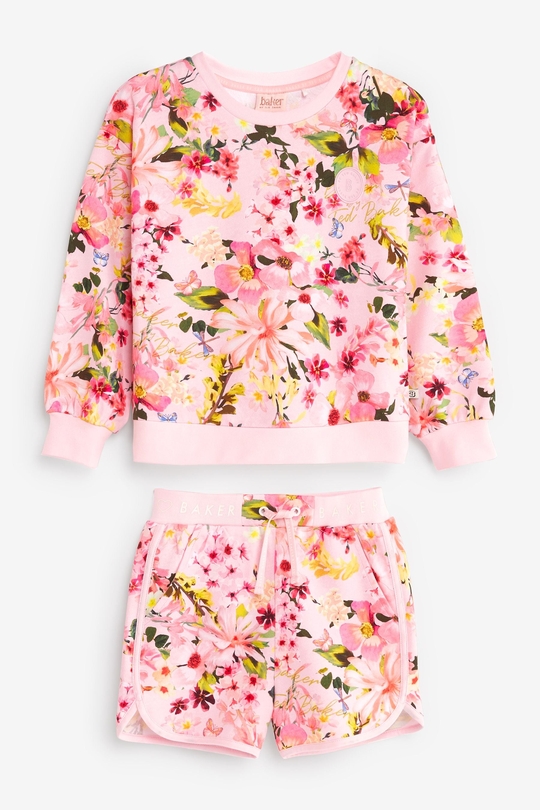 Pink Baker by Ted Baker Floral Sweatshirt and Shorts Set