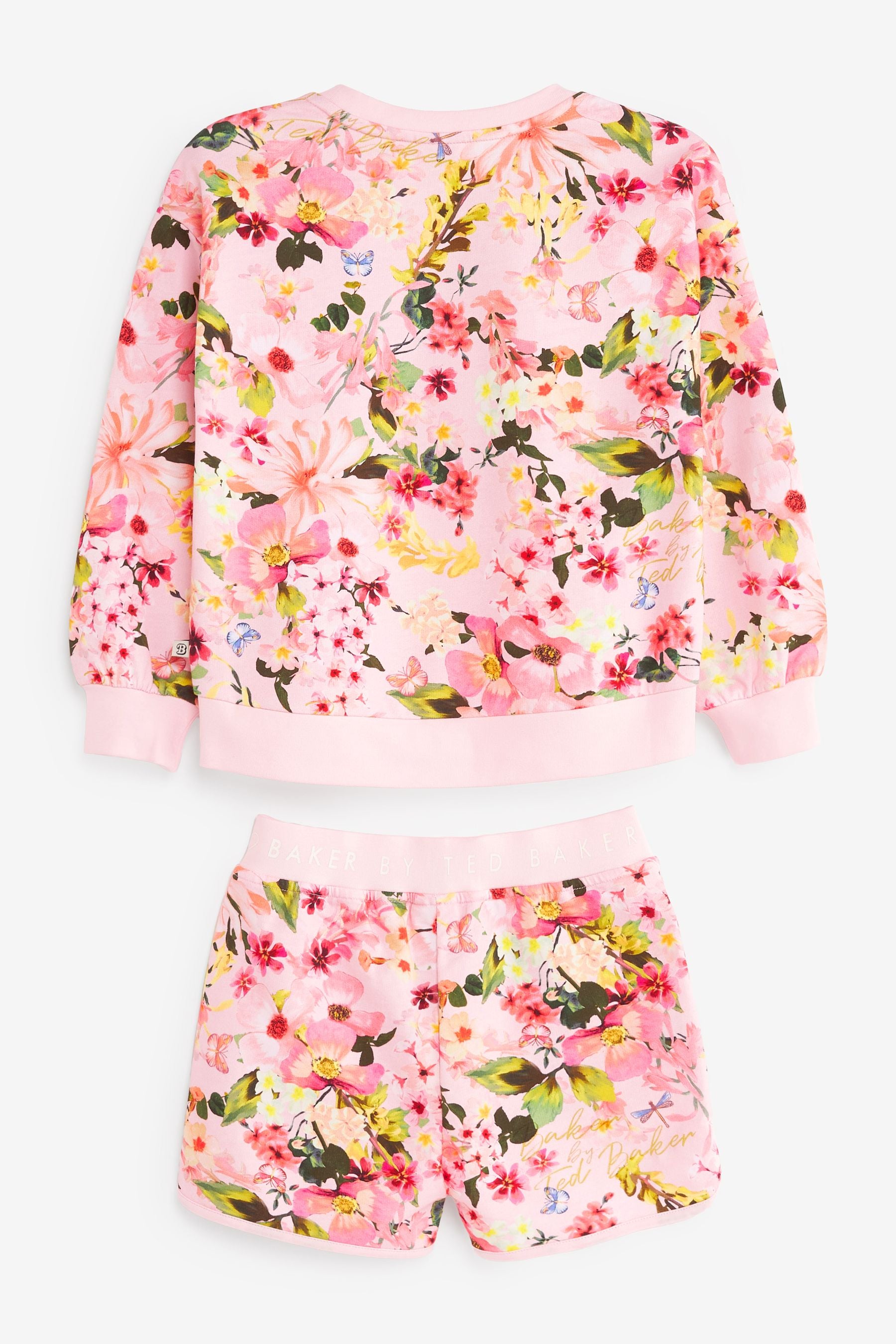 Pink Baker by Ted Baker Floral Sweatshirt and Shorts Set