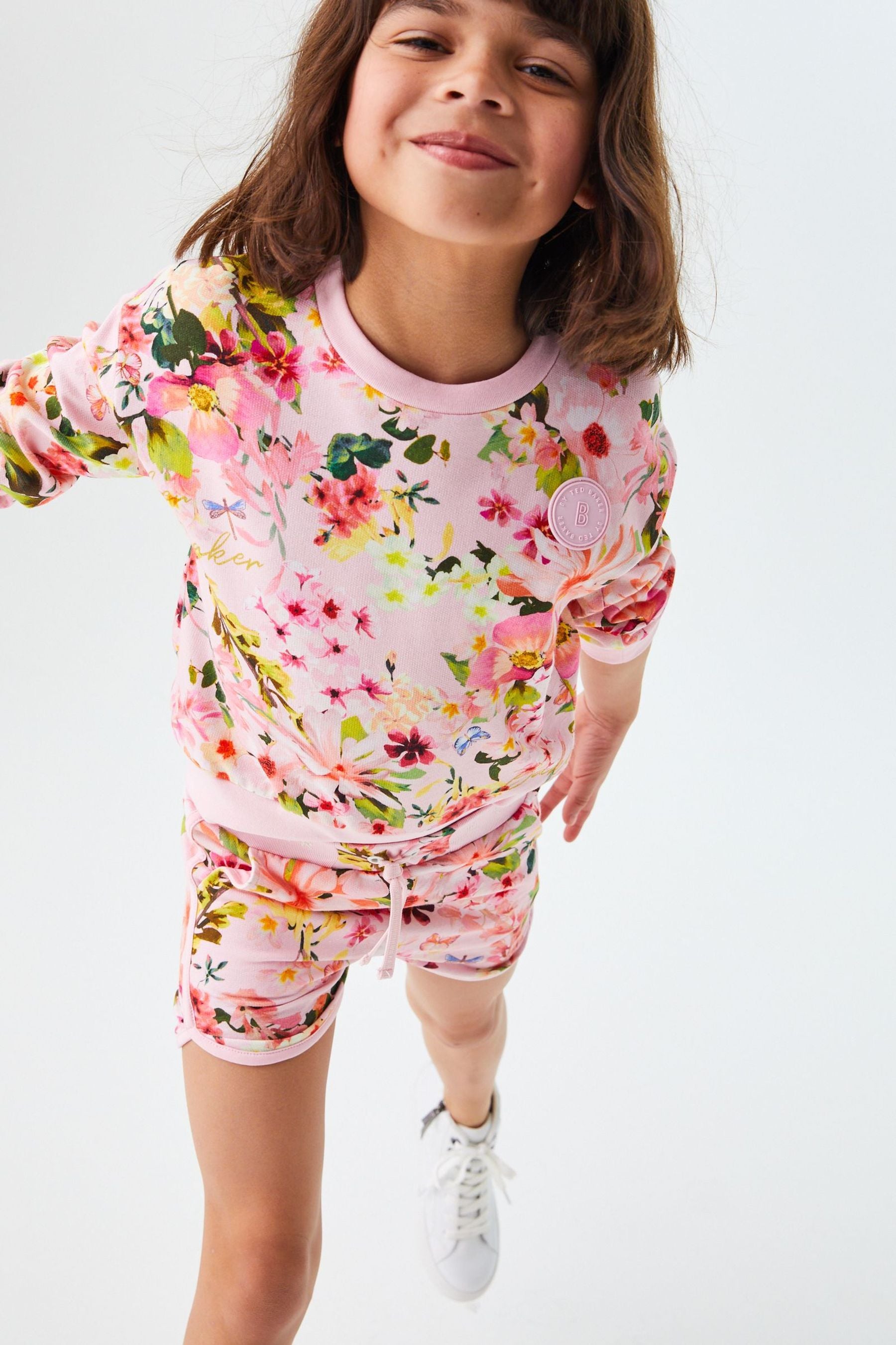 Pink Baker by Ted Baker Floral Sweatshirt and Shorts Set