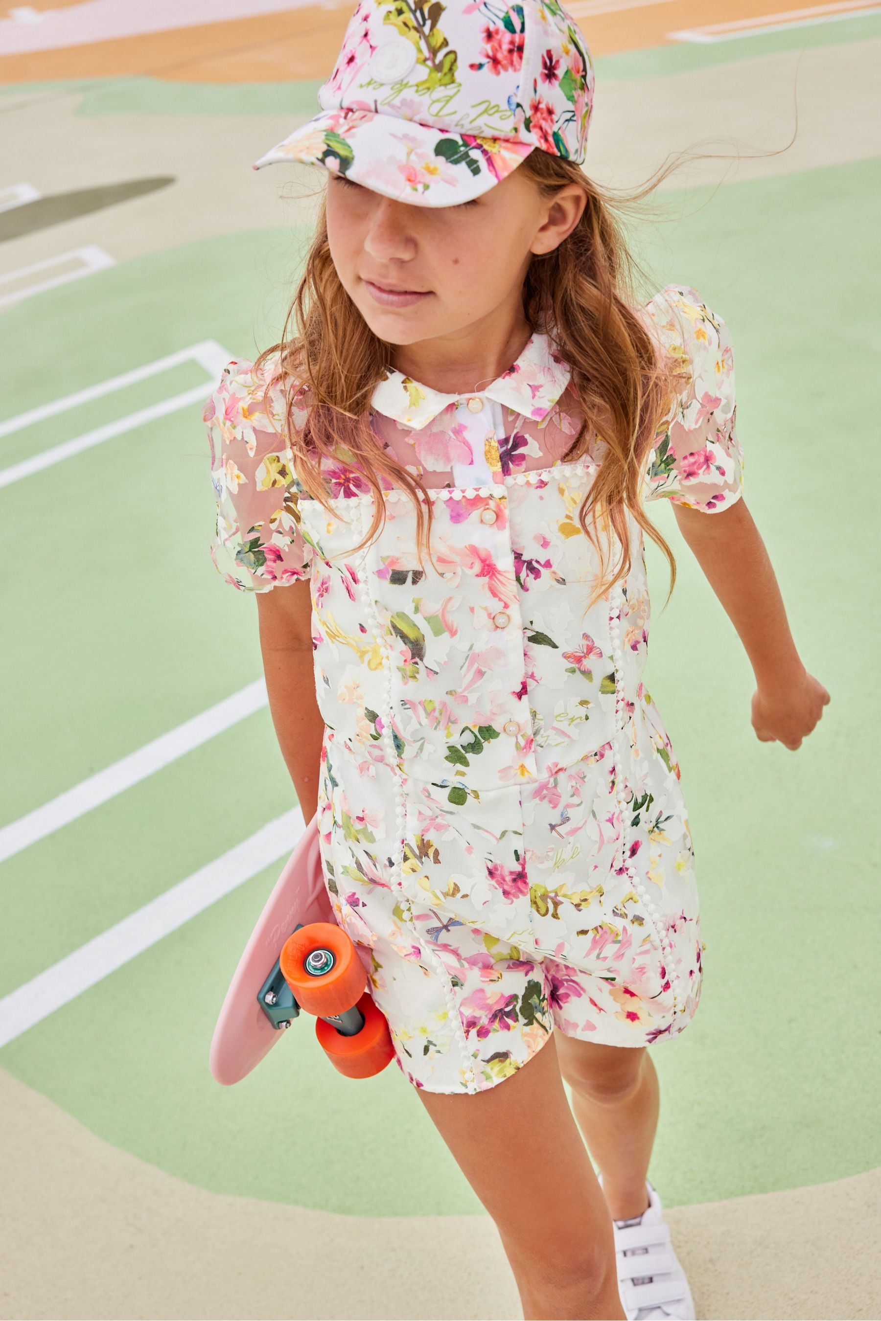 Pink/White Baker by Ted Baker Floral Playsuit