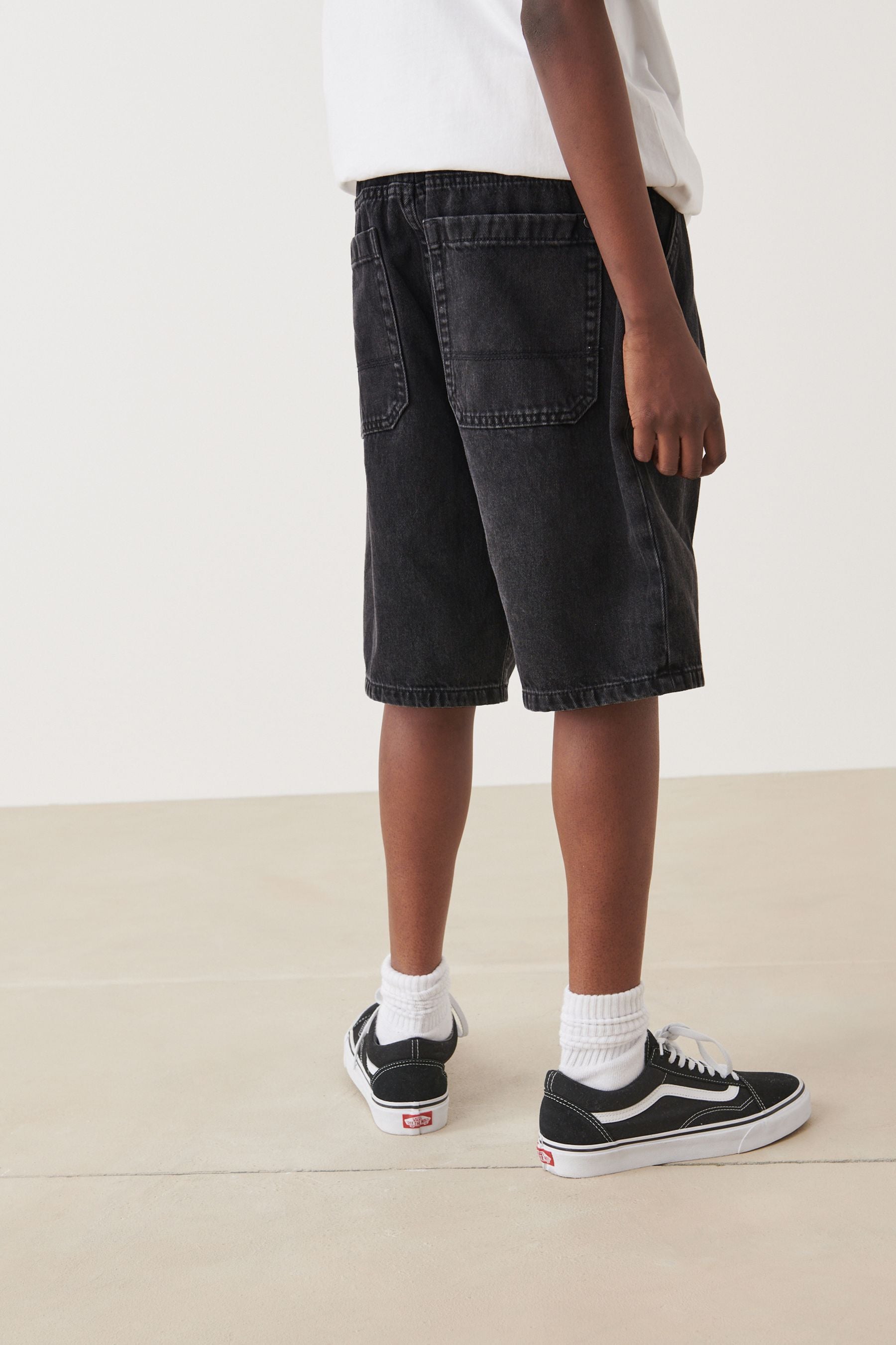 Black Lightweight Pull-On Denim Shorts (3-16yrs)