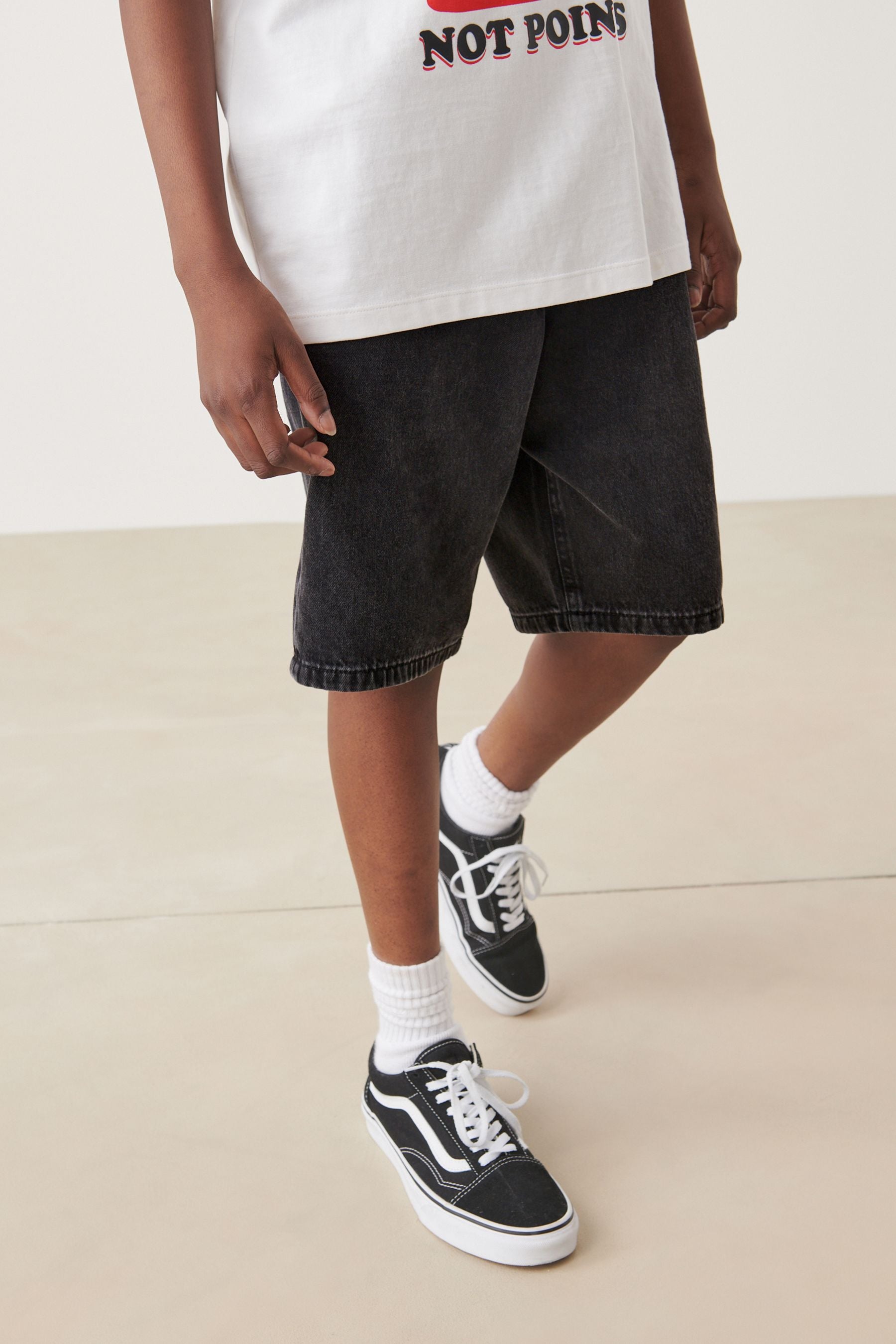 Black Lightweight Pull-On Denim Shorts (3-16yrs)