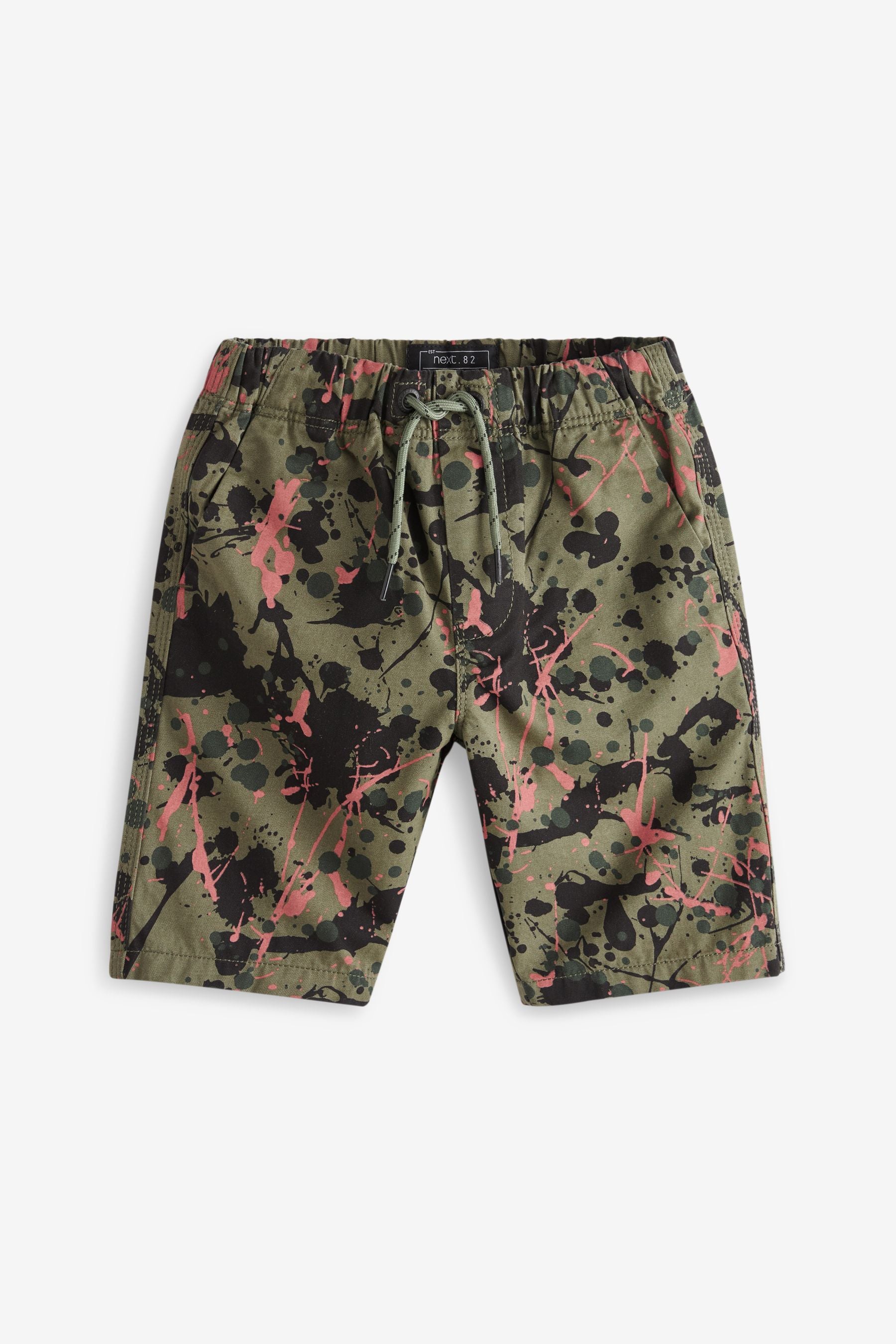 Khaki Green Splat Regular Fit Pull-On Shorts (3-16yrs)