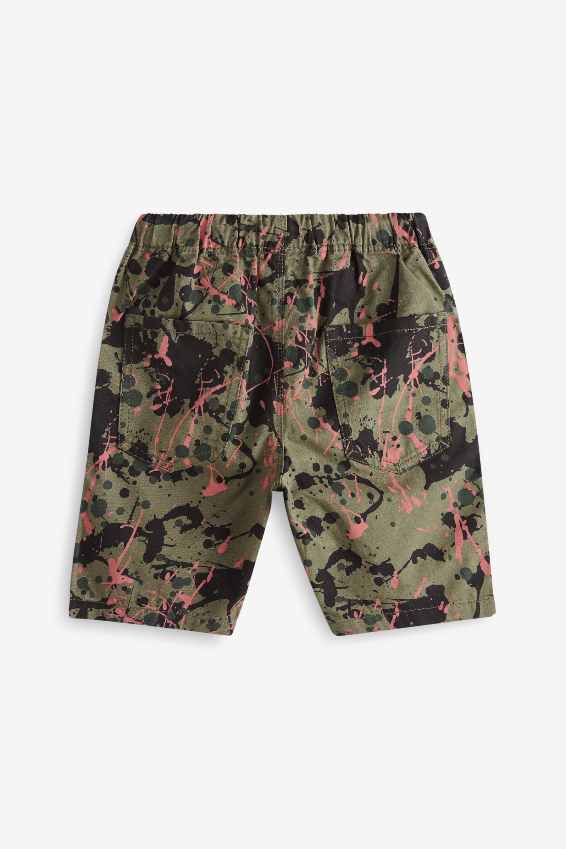 Khaki Green Splat Regular Fit Pull-On Shorts (3-16yrs)