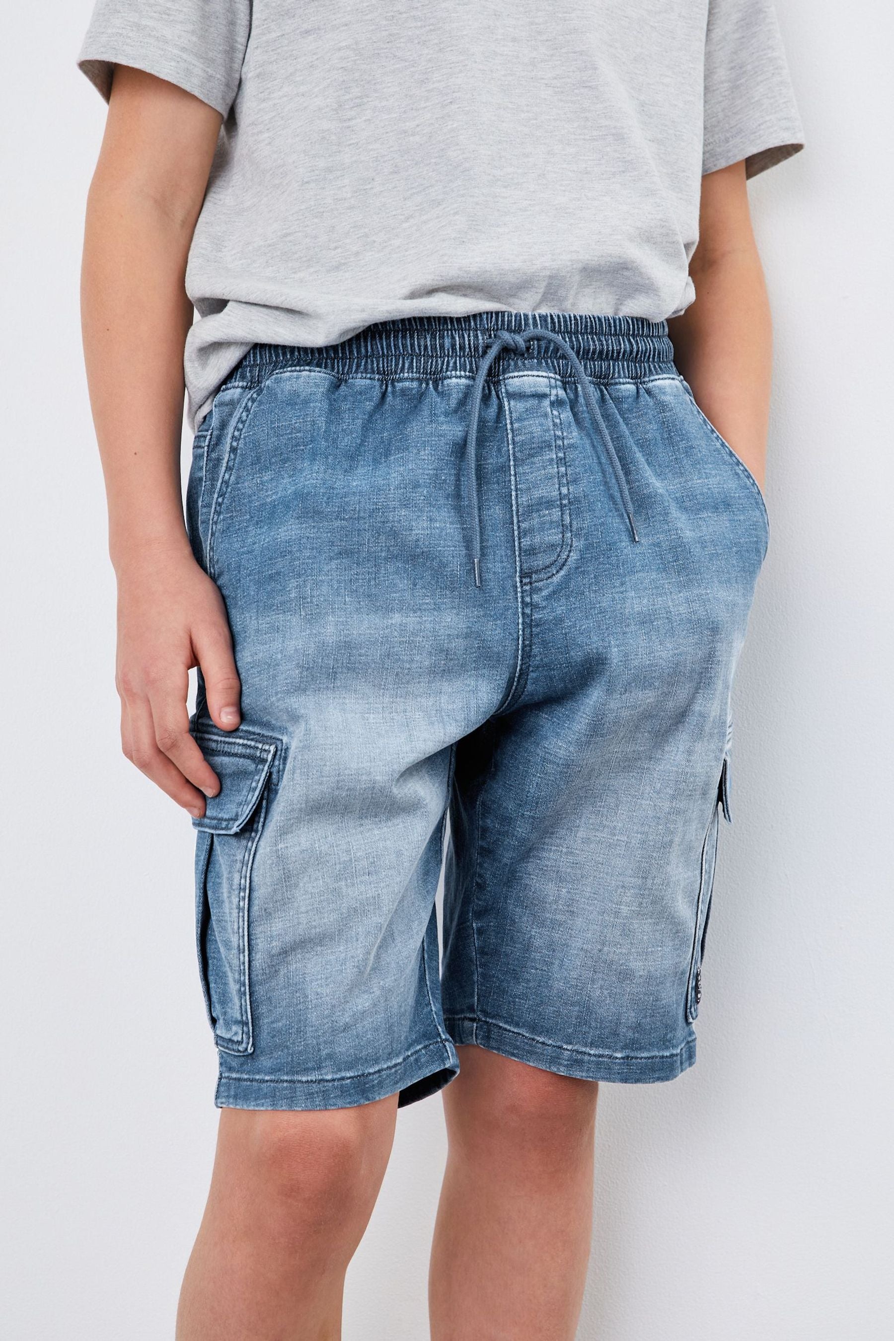 Light Blue Denim Cargo Shorts (3-16yrs)