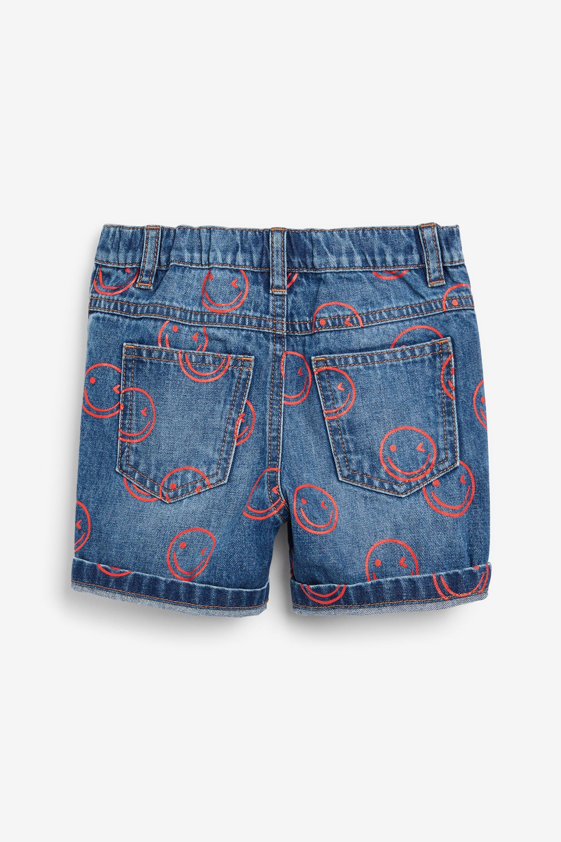 Mid Blue Print Regular Fit Denim Shorts (3mths-7yrs)