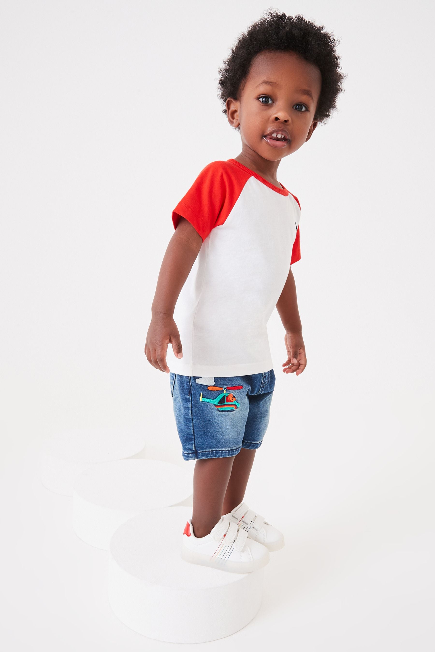 Dark Blue Rainbow Jersey Denim Shorts (3mths-7yrs)