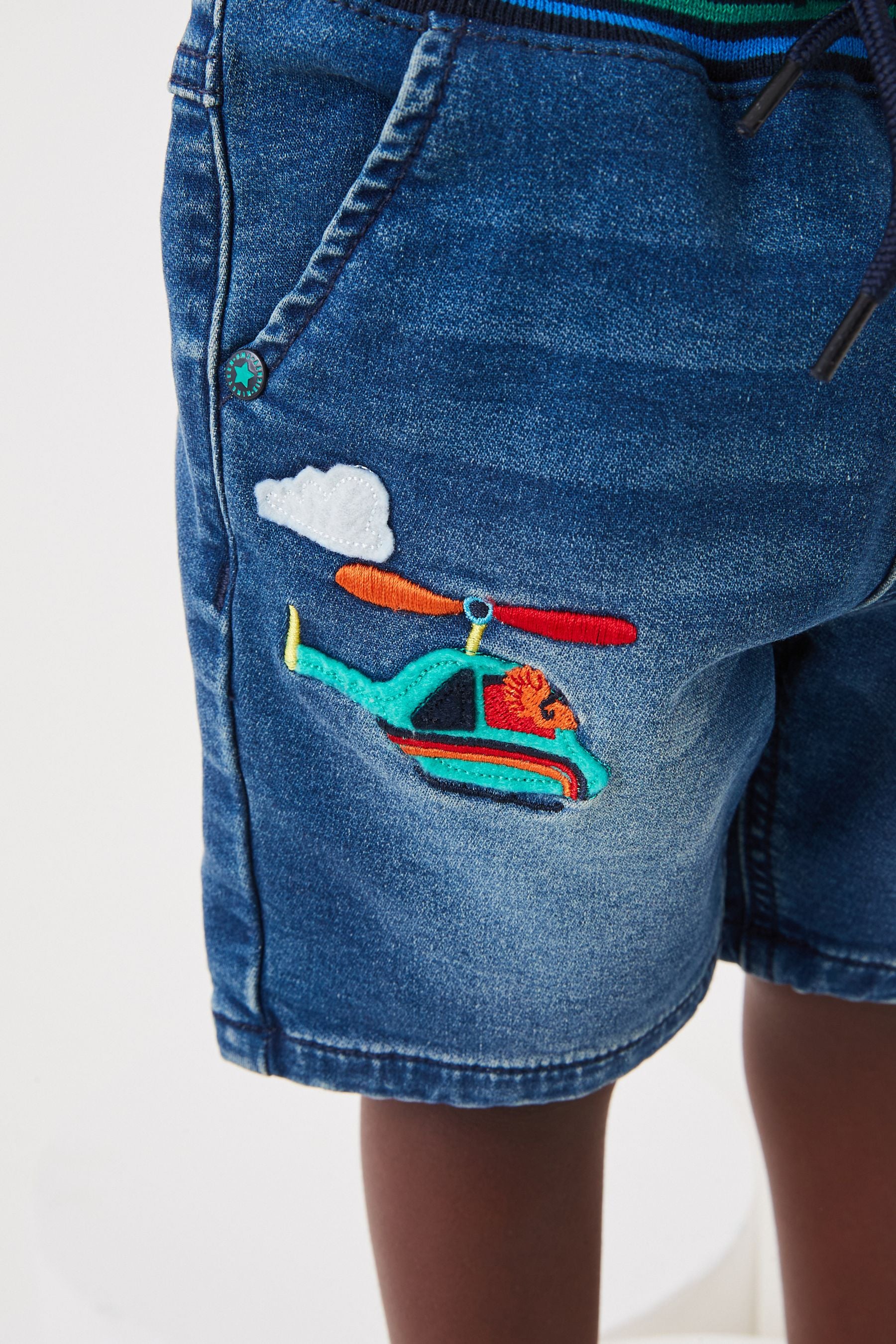 Dark Blue Rainbow Jersey Denim Shorts (3mths-7yrs)