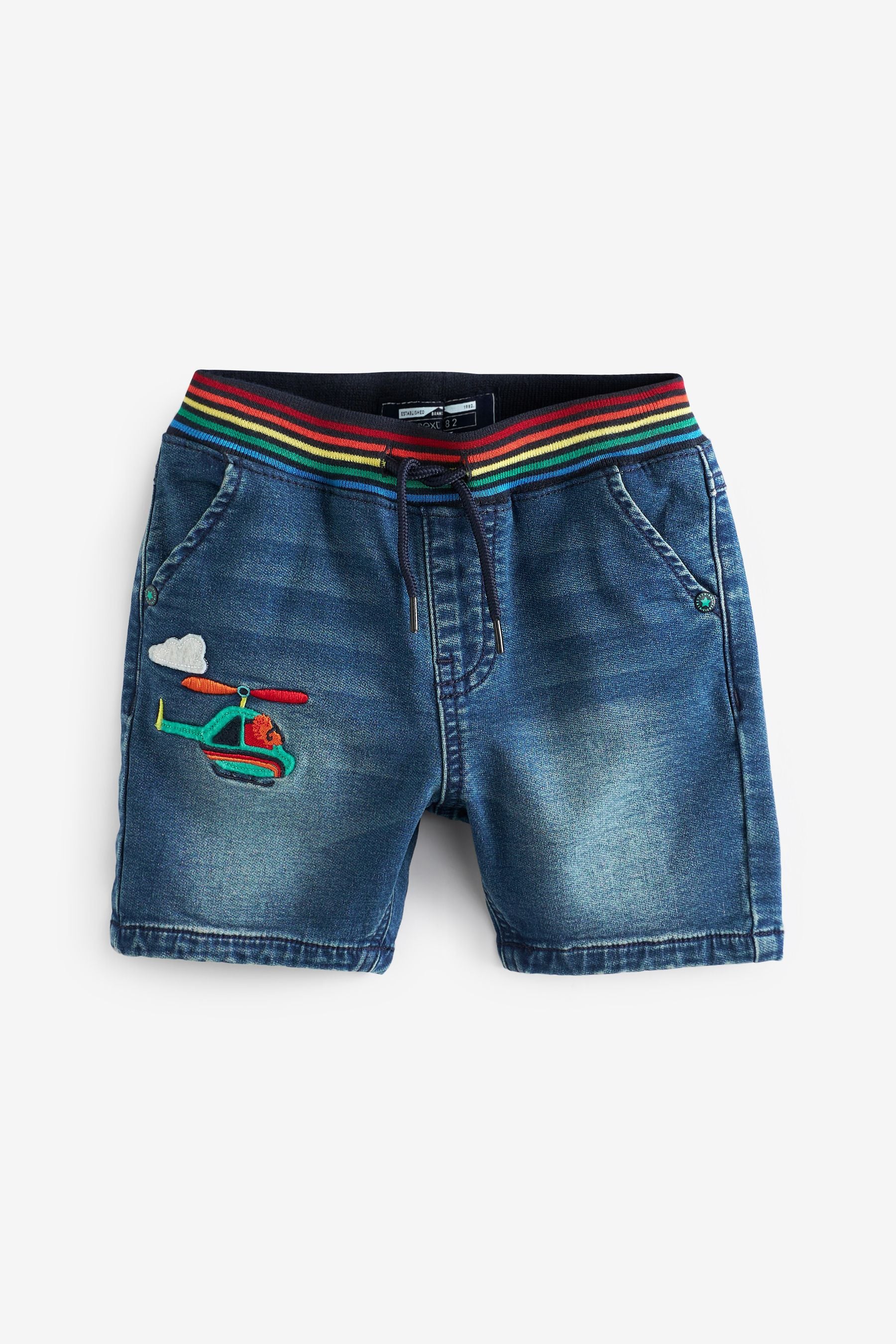 Dark Blue Rainbow Jersey Denim Shorts (3mths-7yrs)