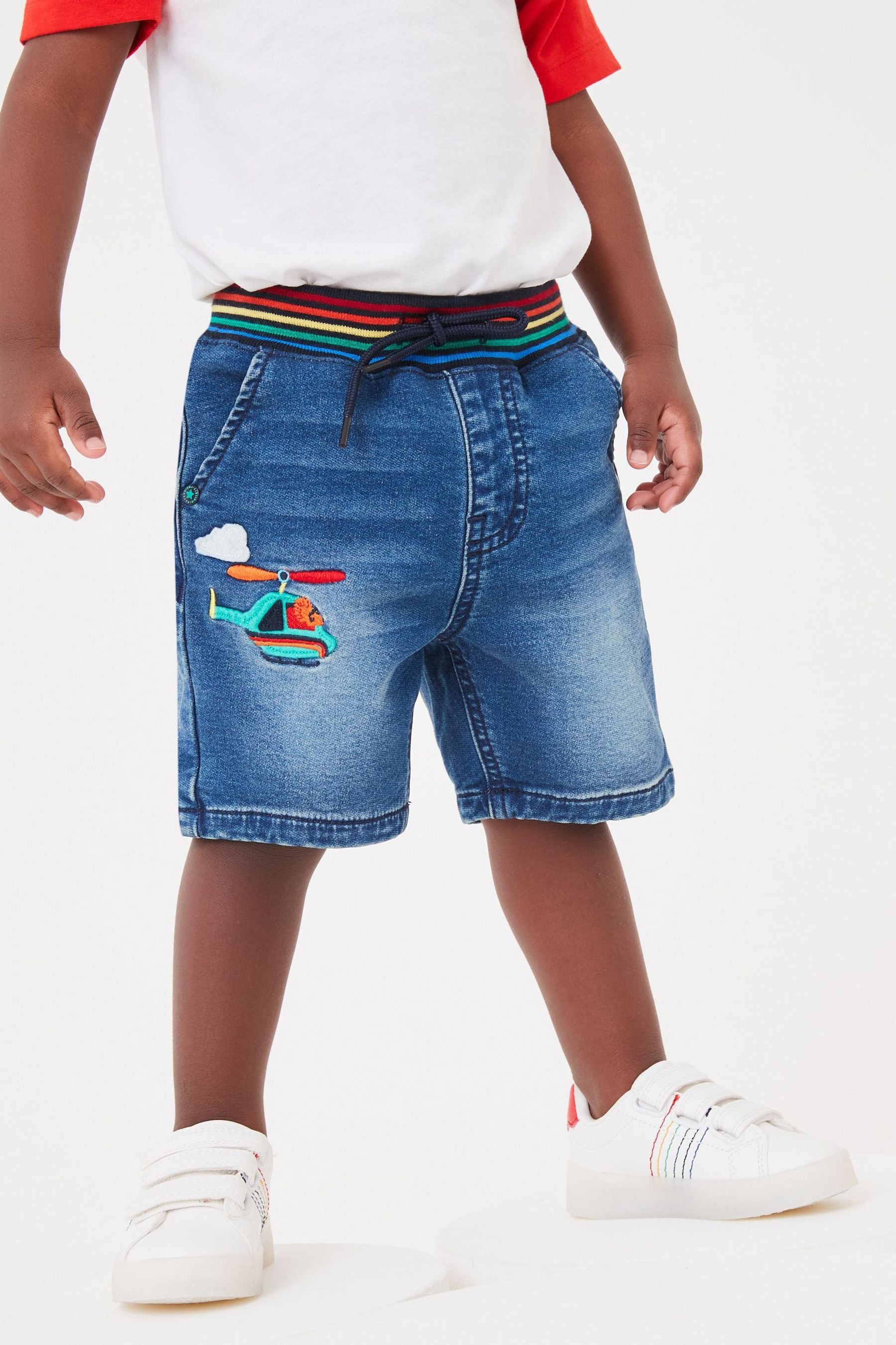 Dark Blue Rainbow Jersey Denim Shorts (3mths-7yrs)