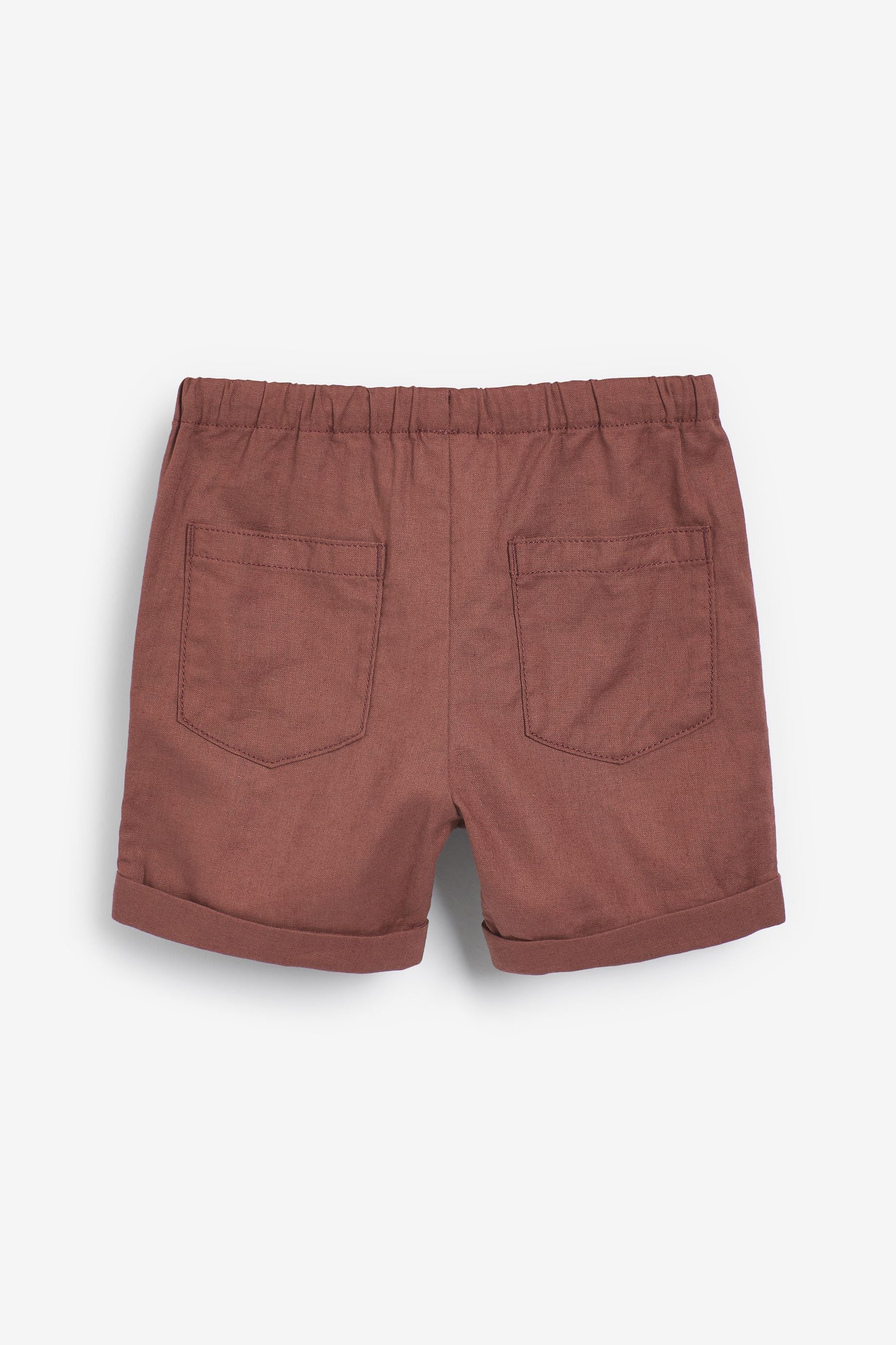 Rust Red Linen Blend Pull-On Shorts (3mths-7yrs)